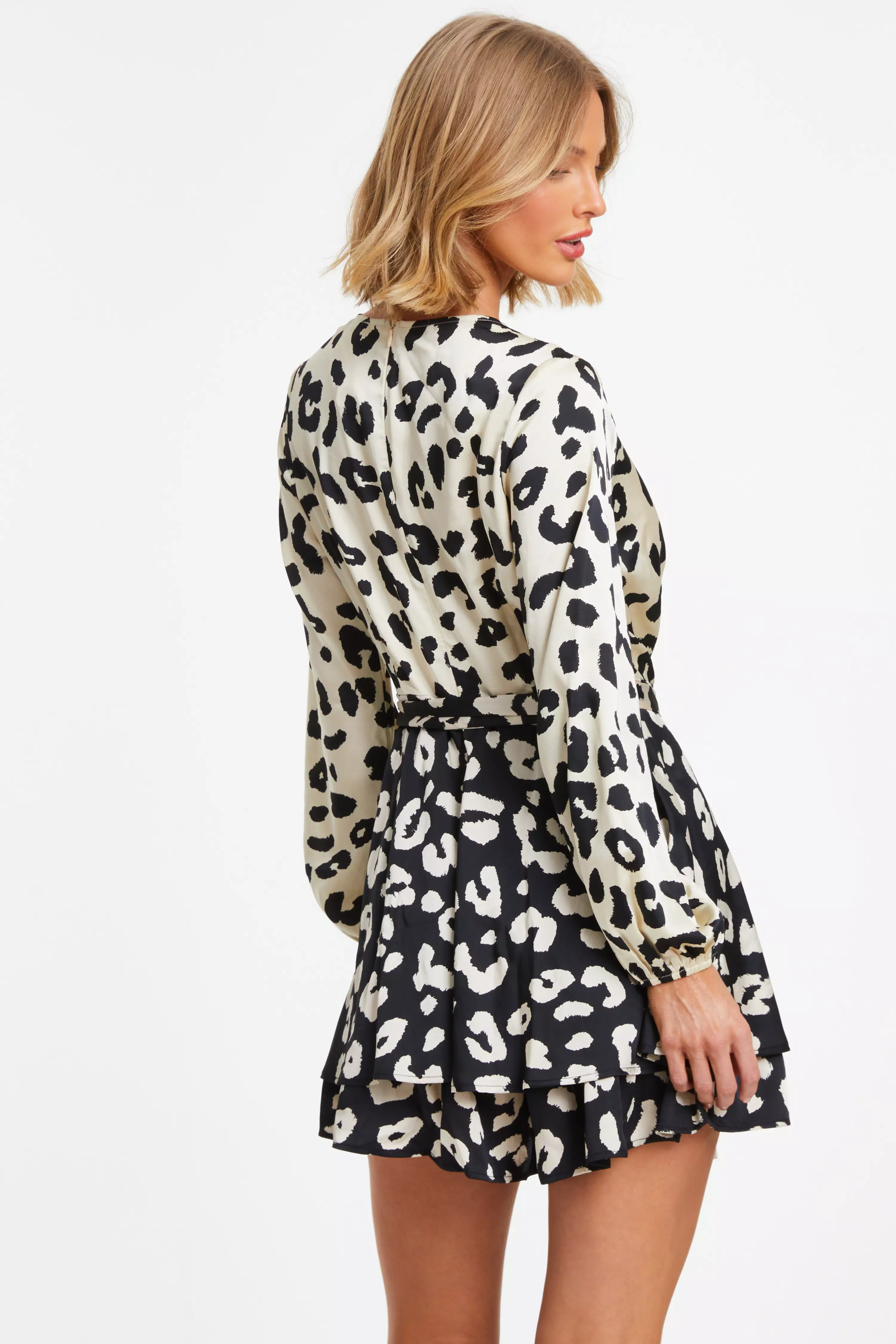 Cream Animal Print Wrap Playsuit