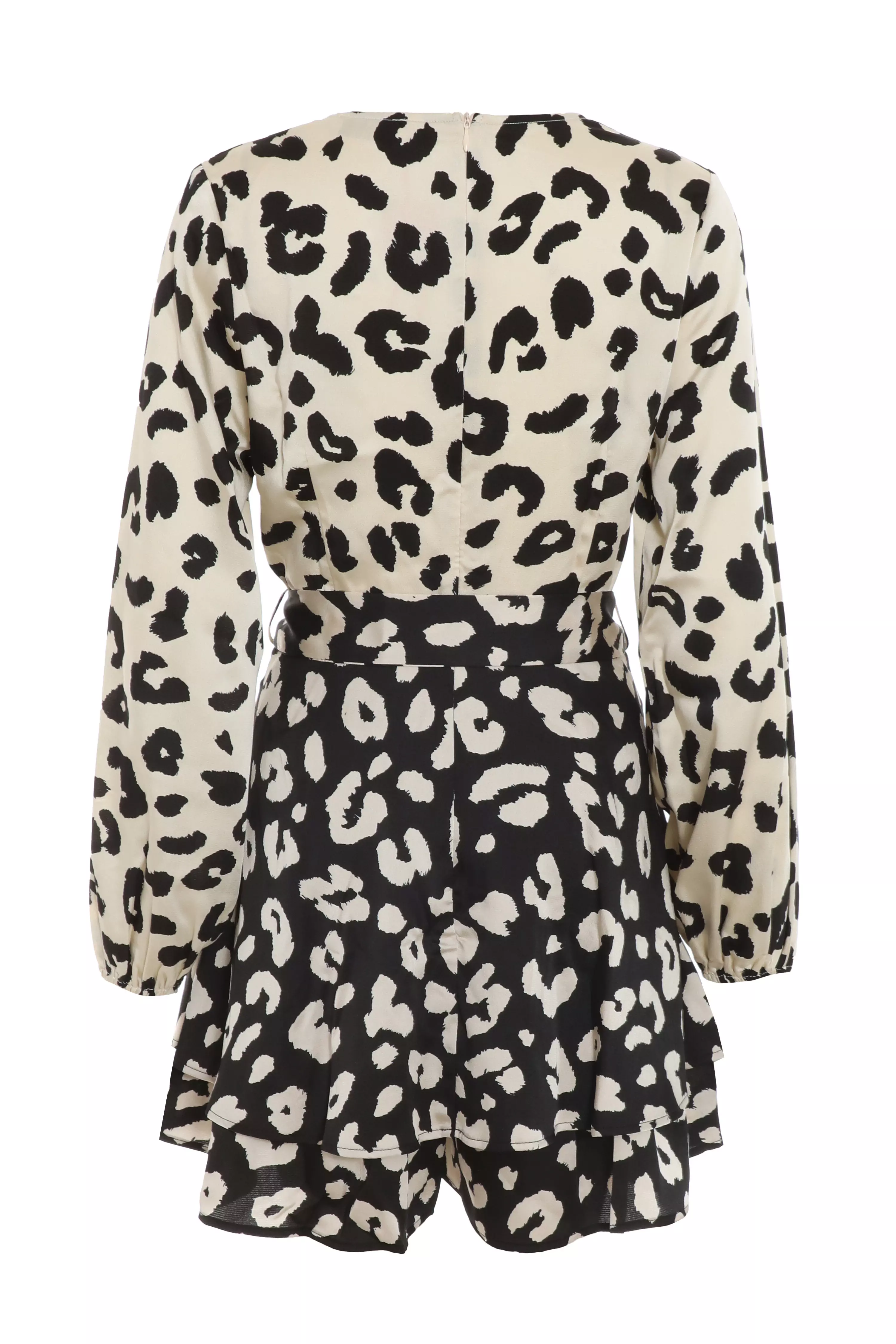 Cream Animal Print Wrap Playsuit