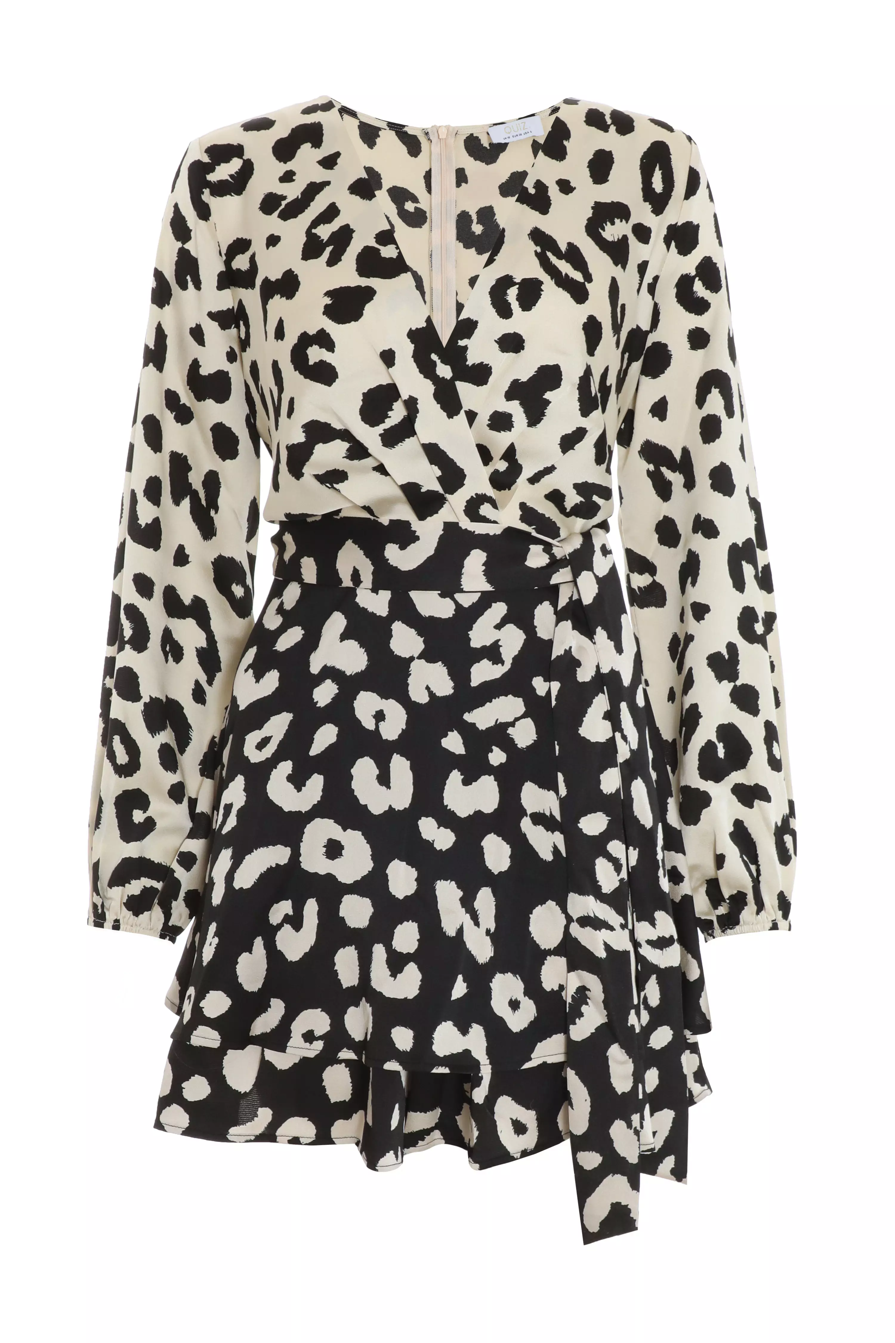 Cream Animal Print Wrap Playsuit