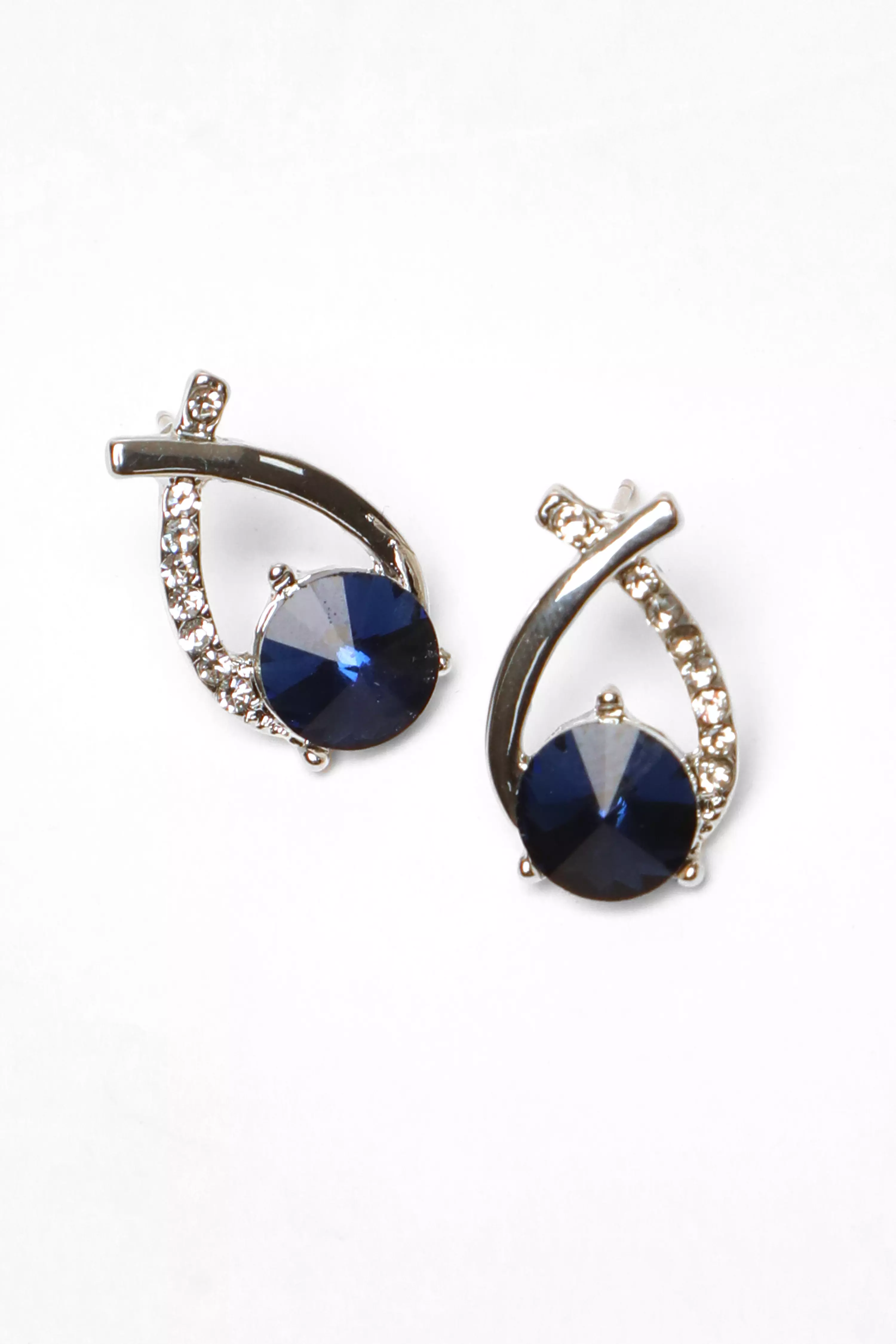 Navy Cross Diamante Stud Earrings