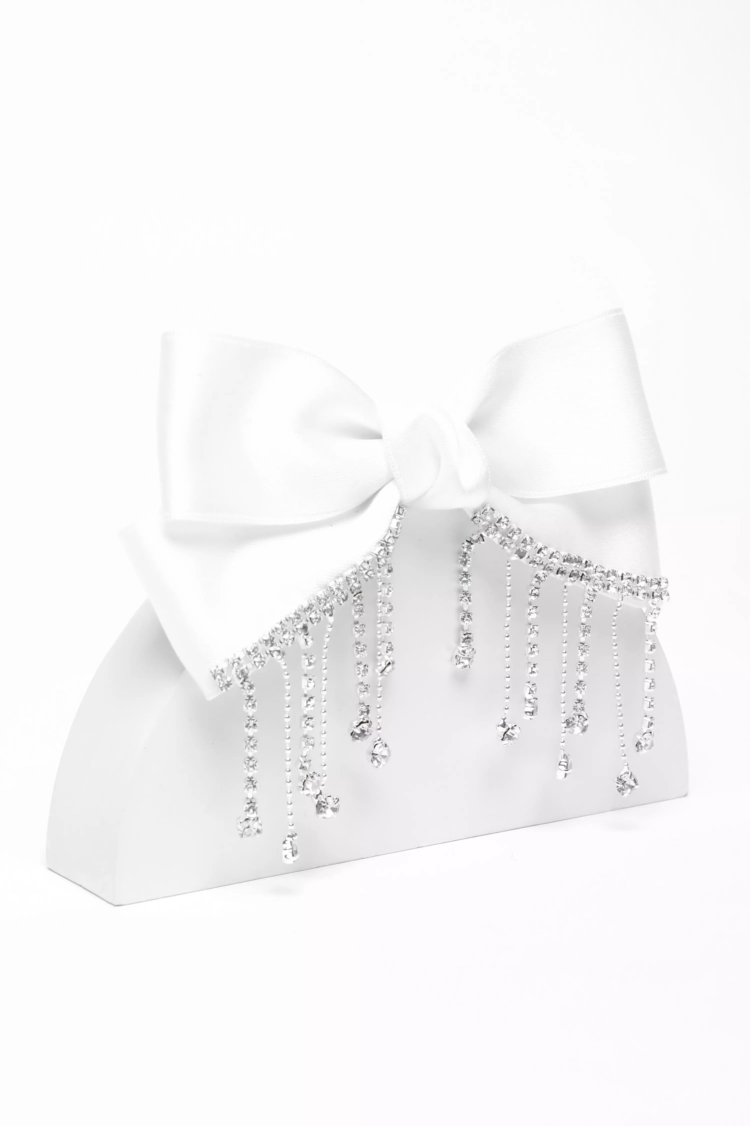 Bridal White Diamante Bow Hair Clip
