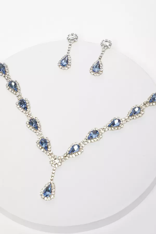 Blue Teardrop Jewellery Set