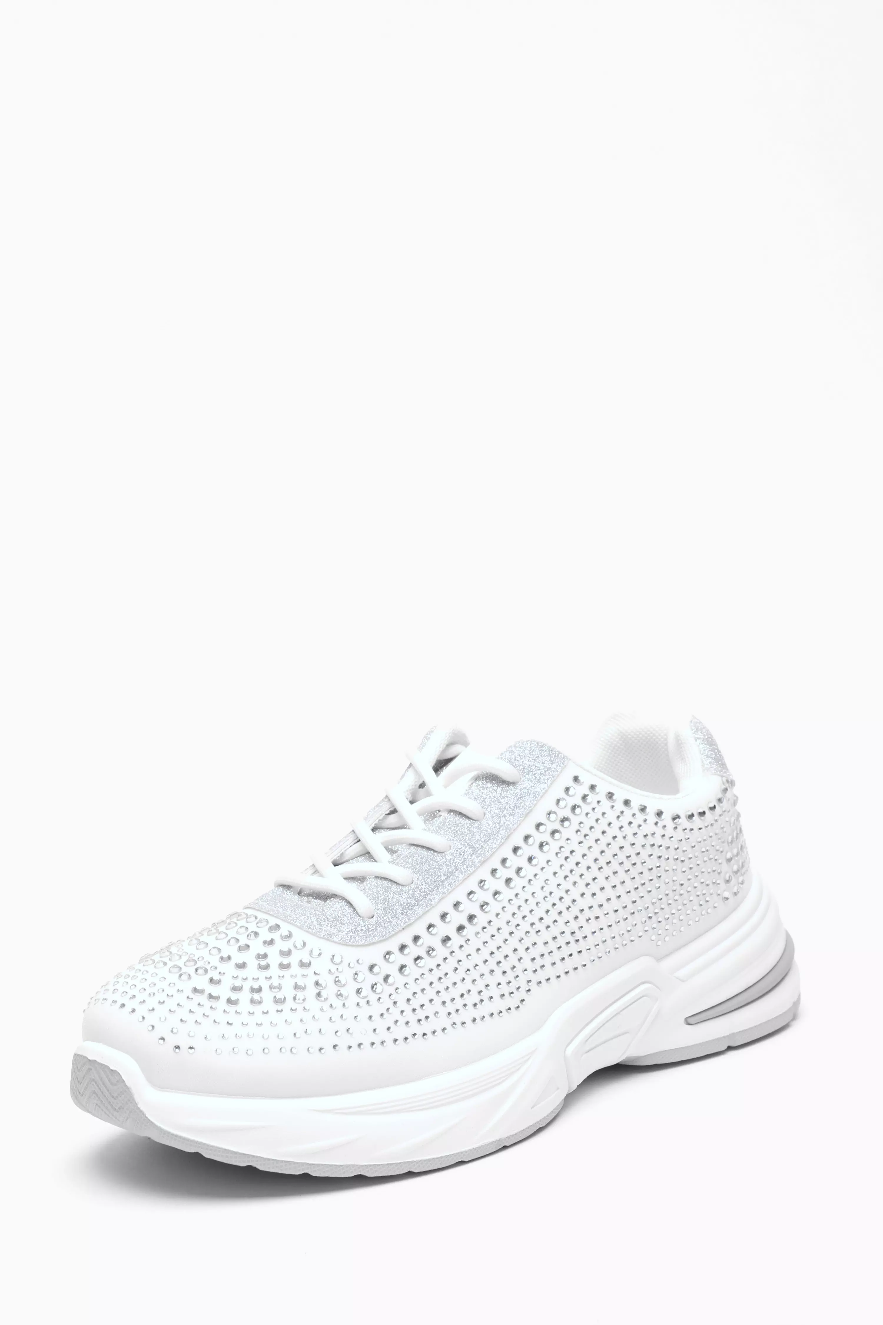 White hot sale diamante trainers