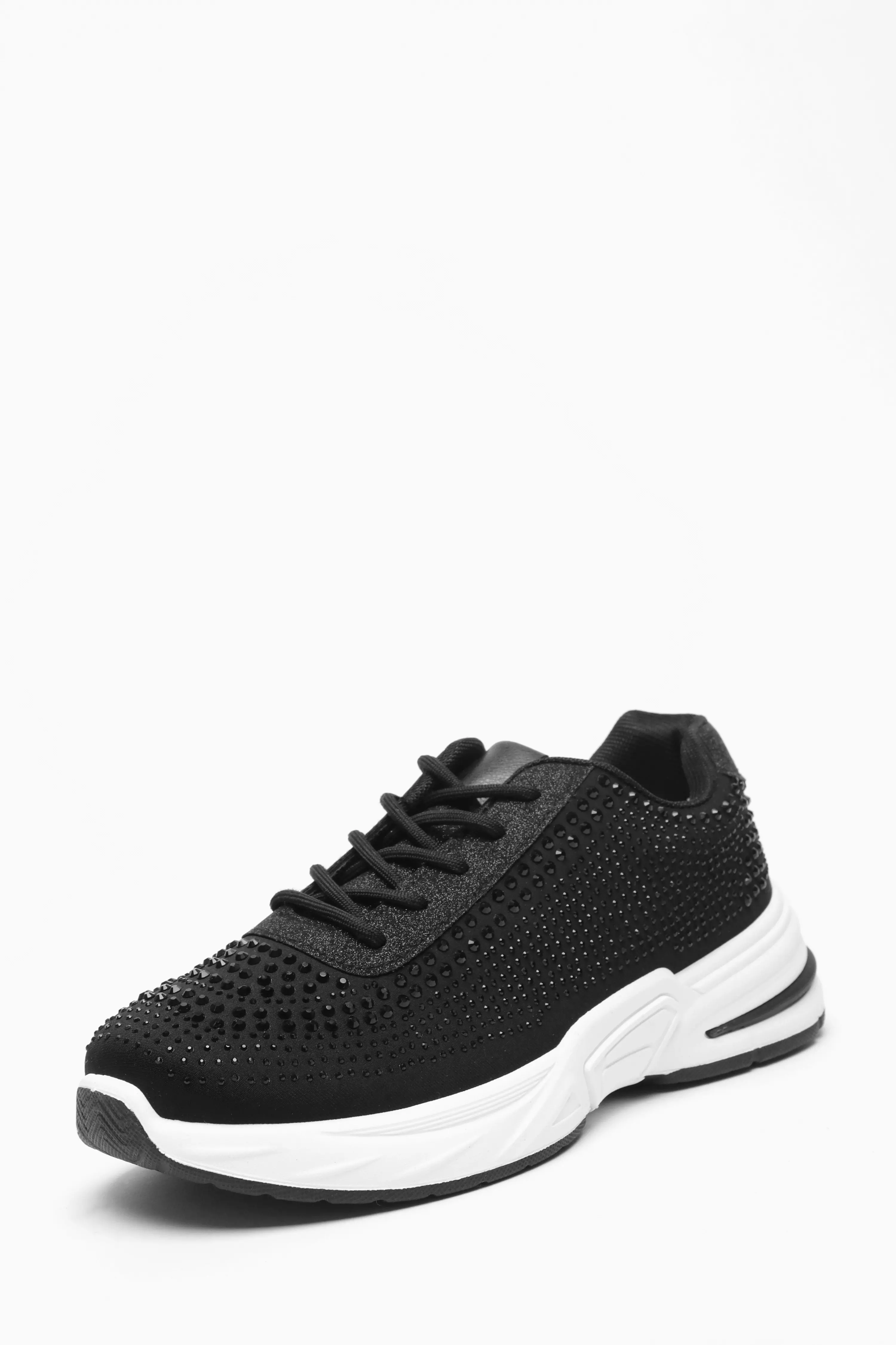 Black store diamante trainers