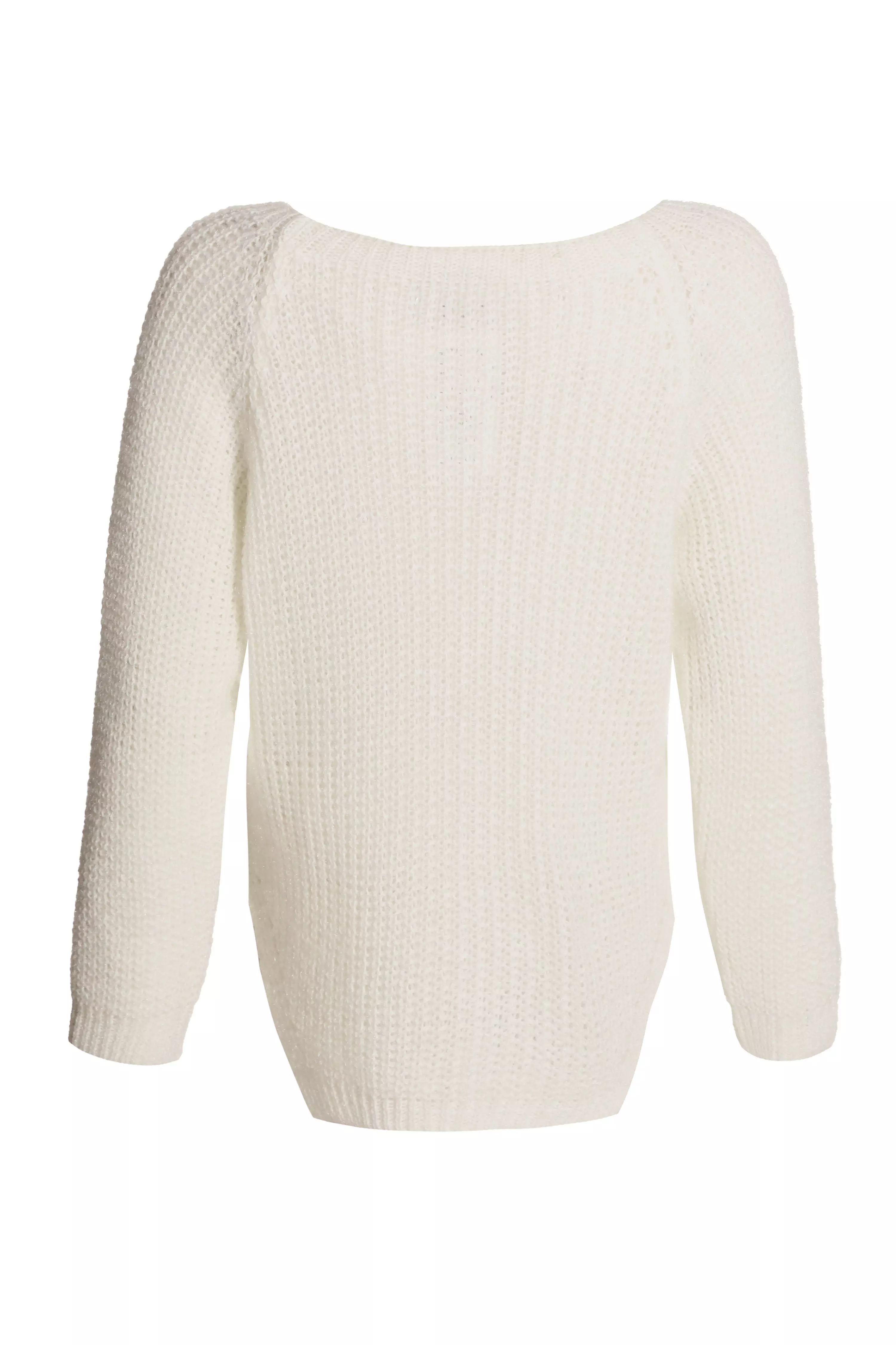 Cream Knit Split Hem Jumper