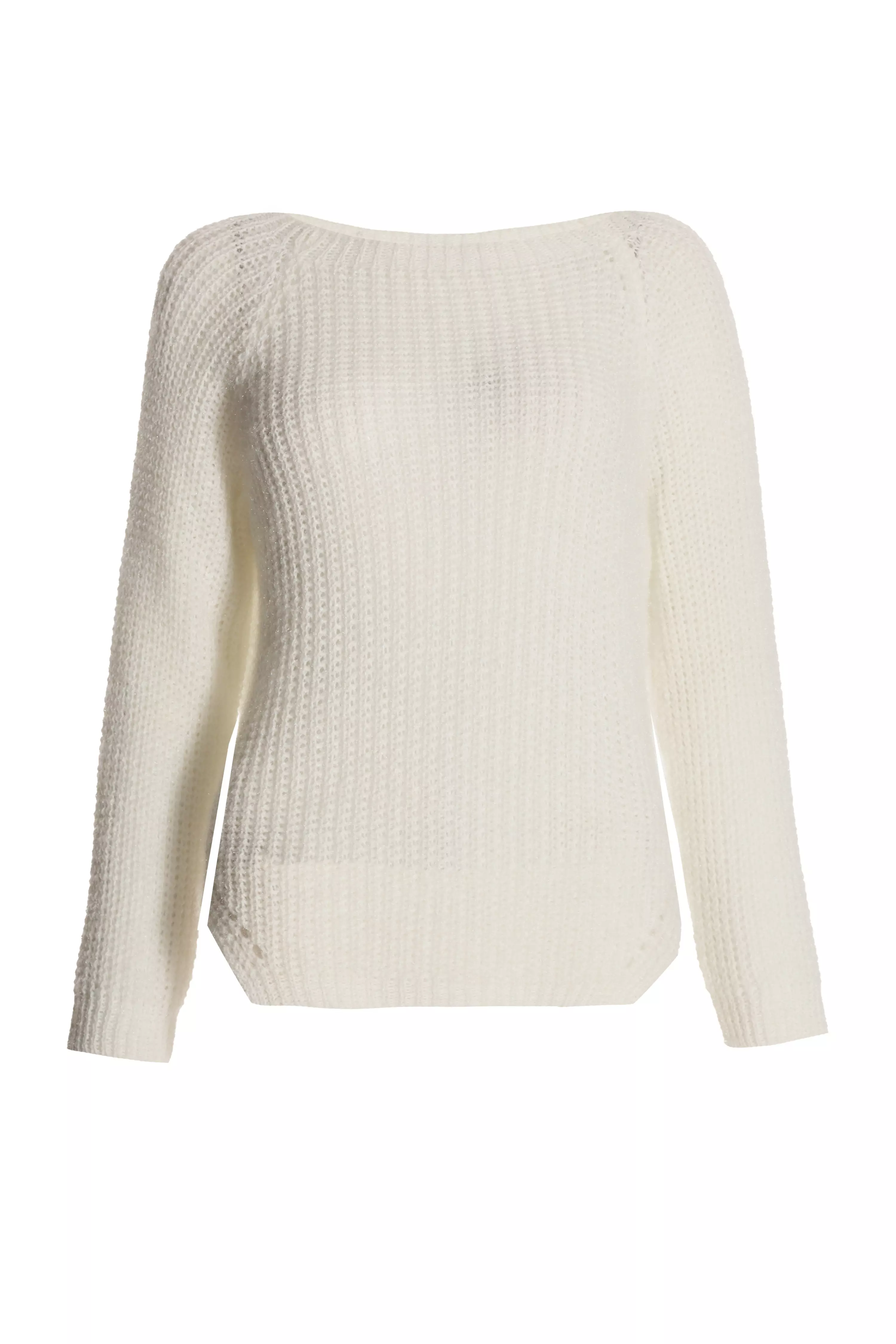 Cream Knit Split Hem Jumper