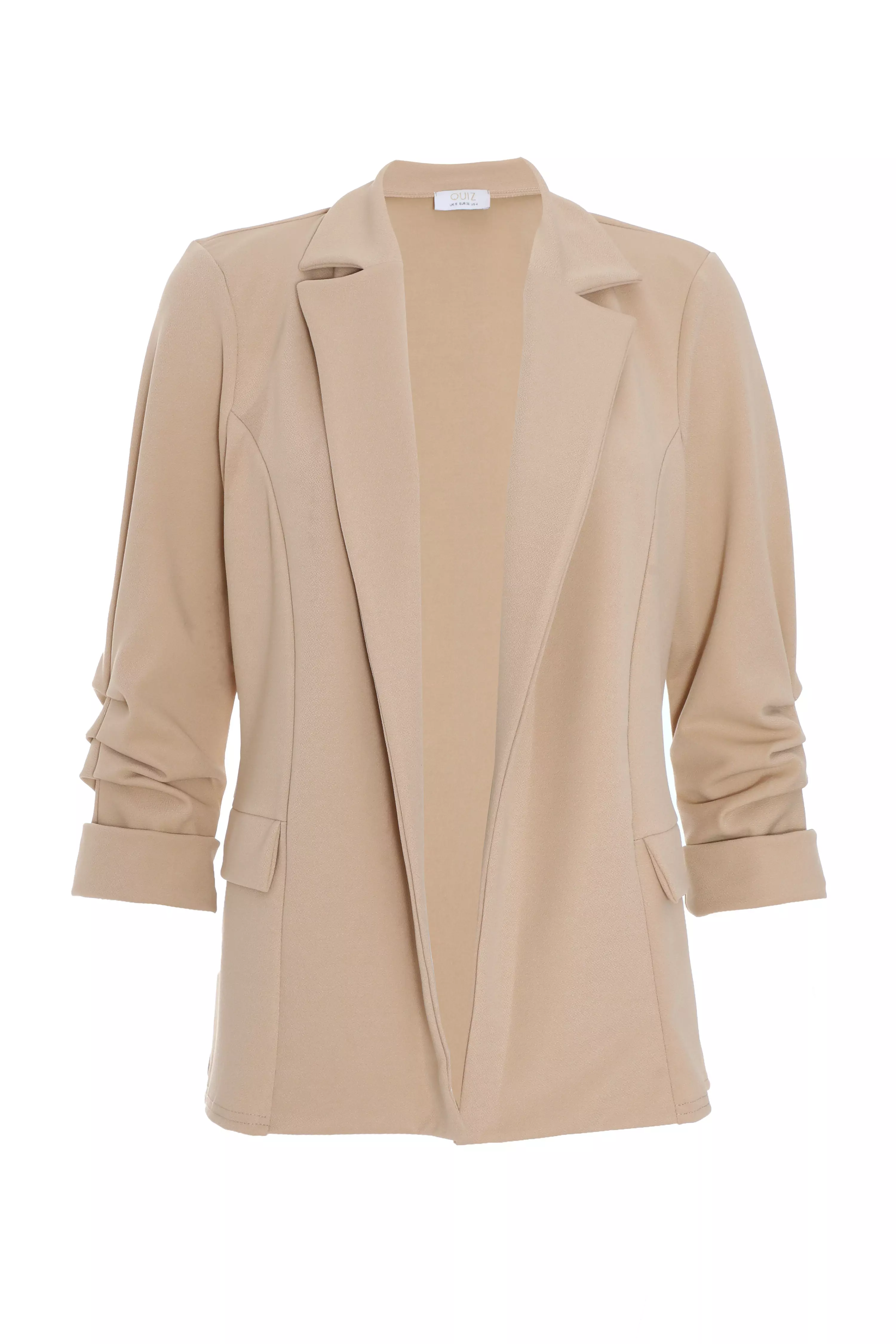 Petite Stone Ruched Sleeve Blazer