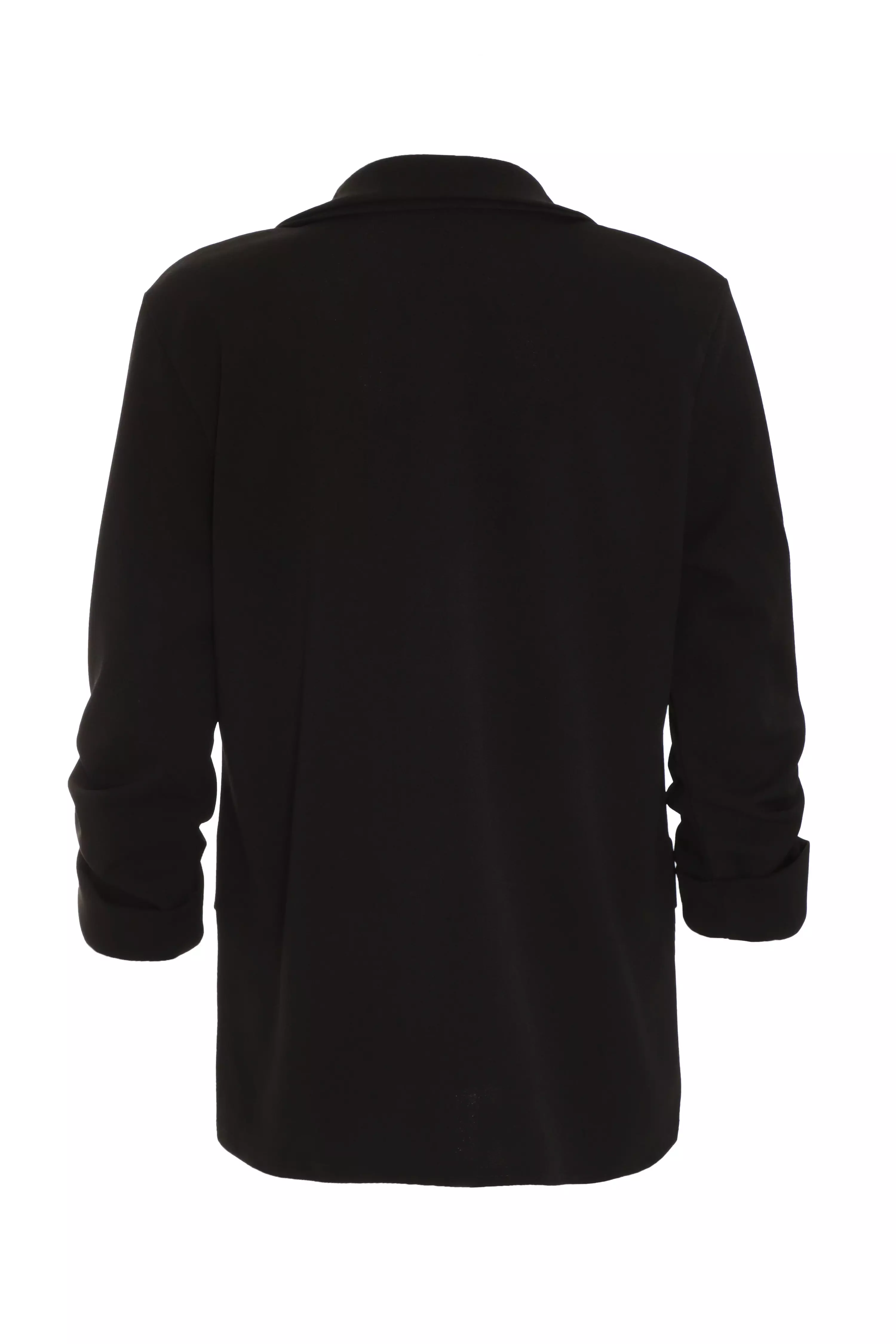 Petite Black Ruched Sleeve Blazer