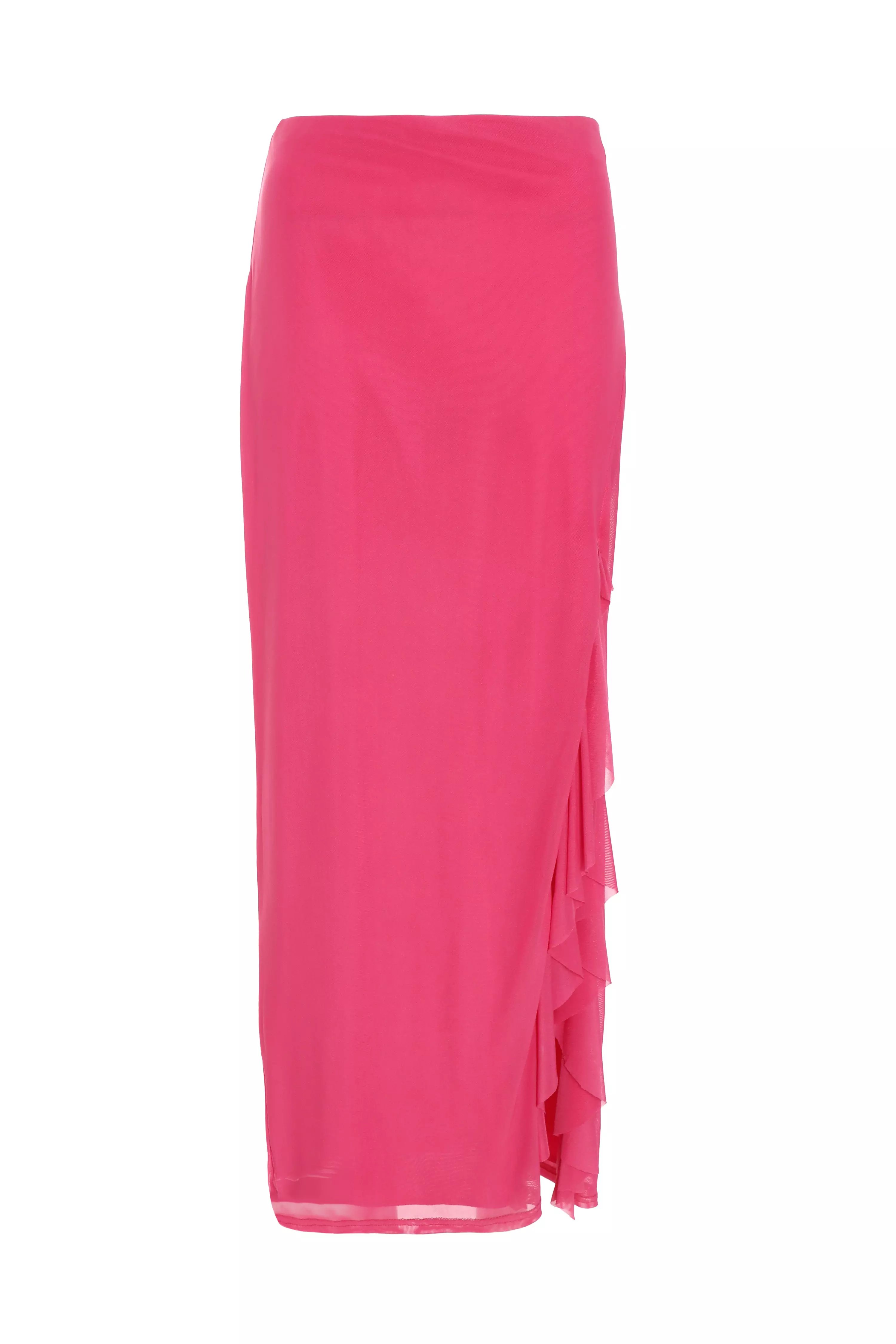 Pink Frill Maxi Skirt