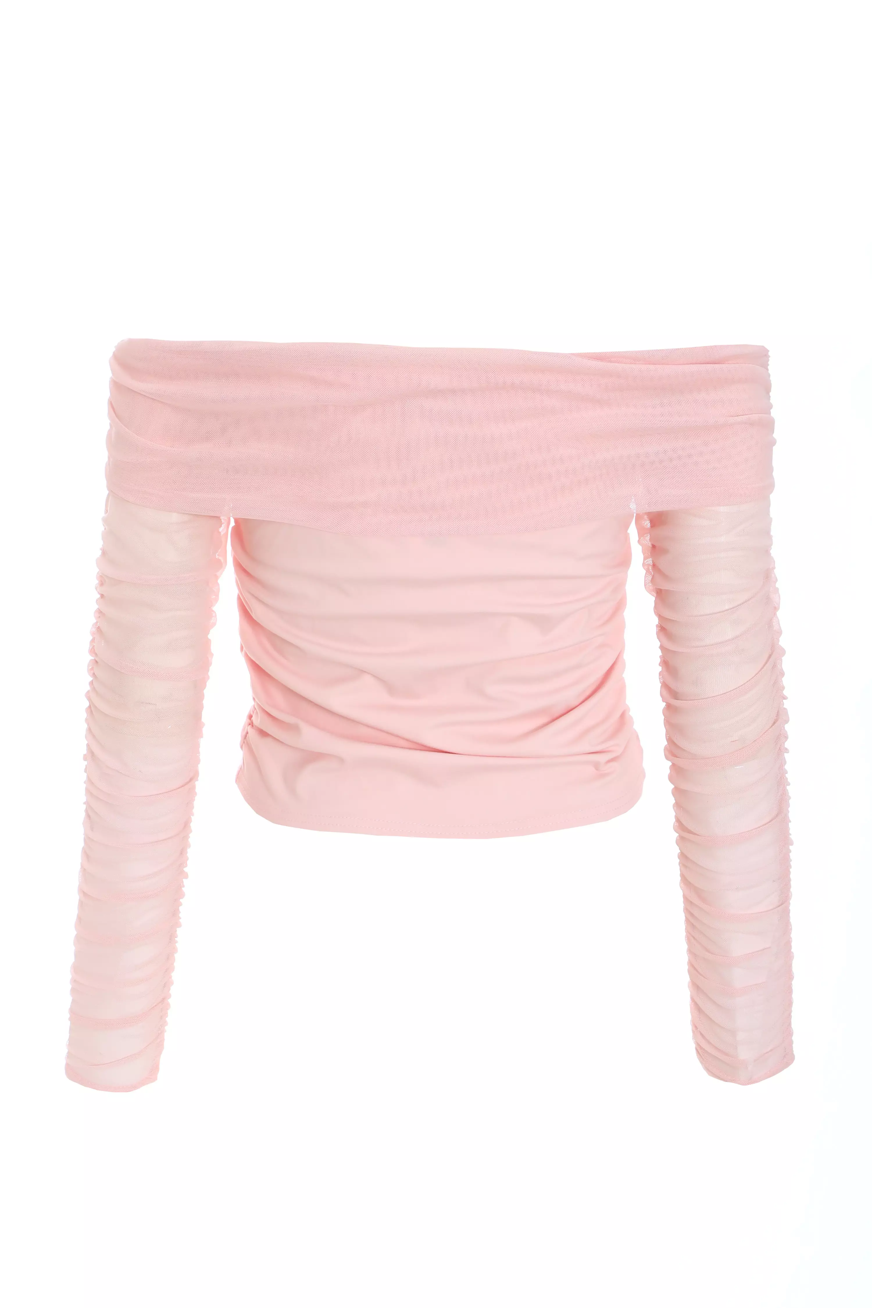 Pink Mesh Bardot Top