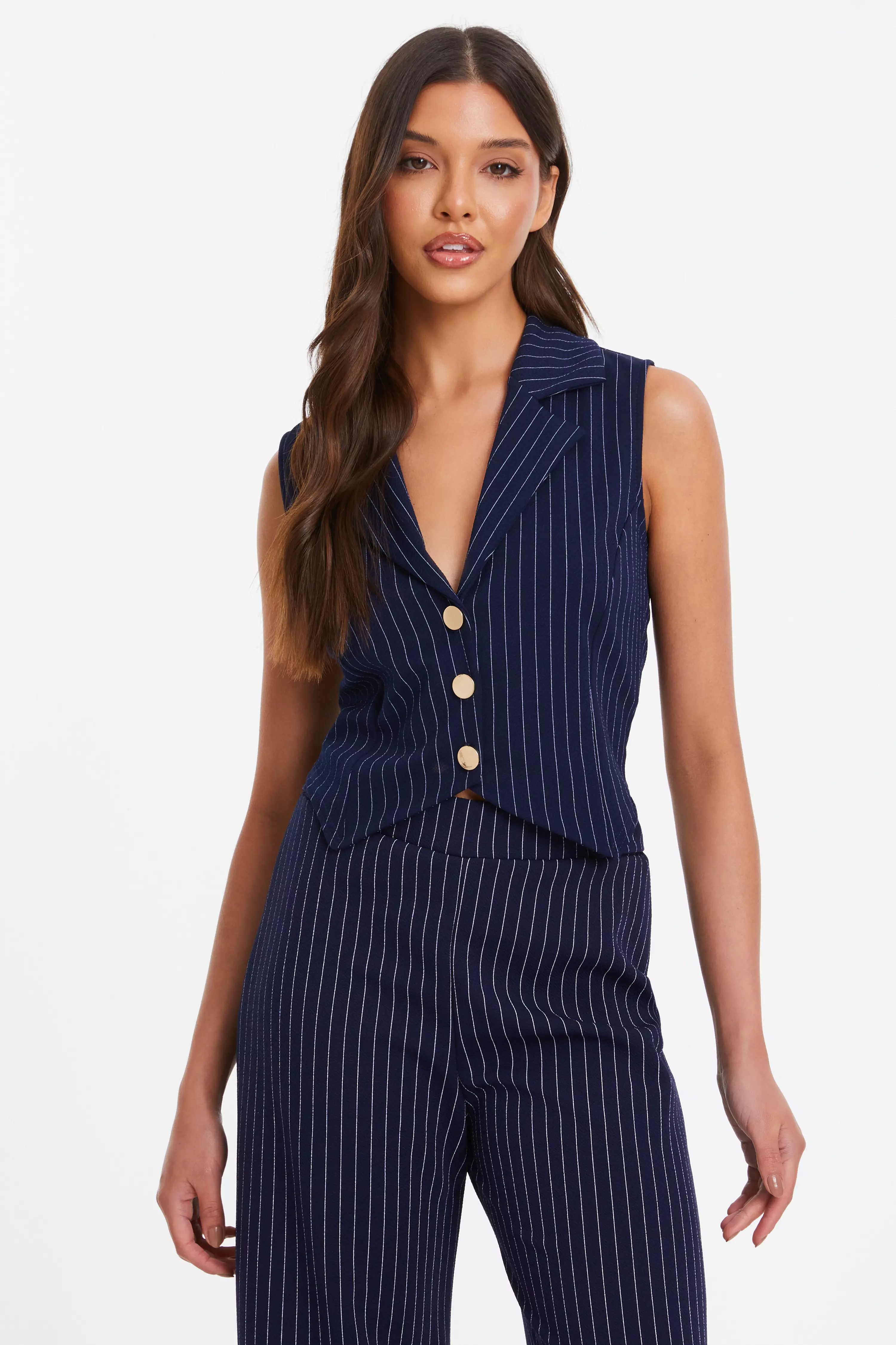 Navy Pinstripe Waistcoat