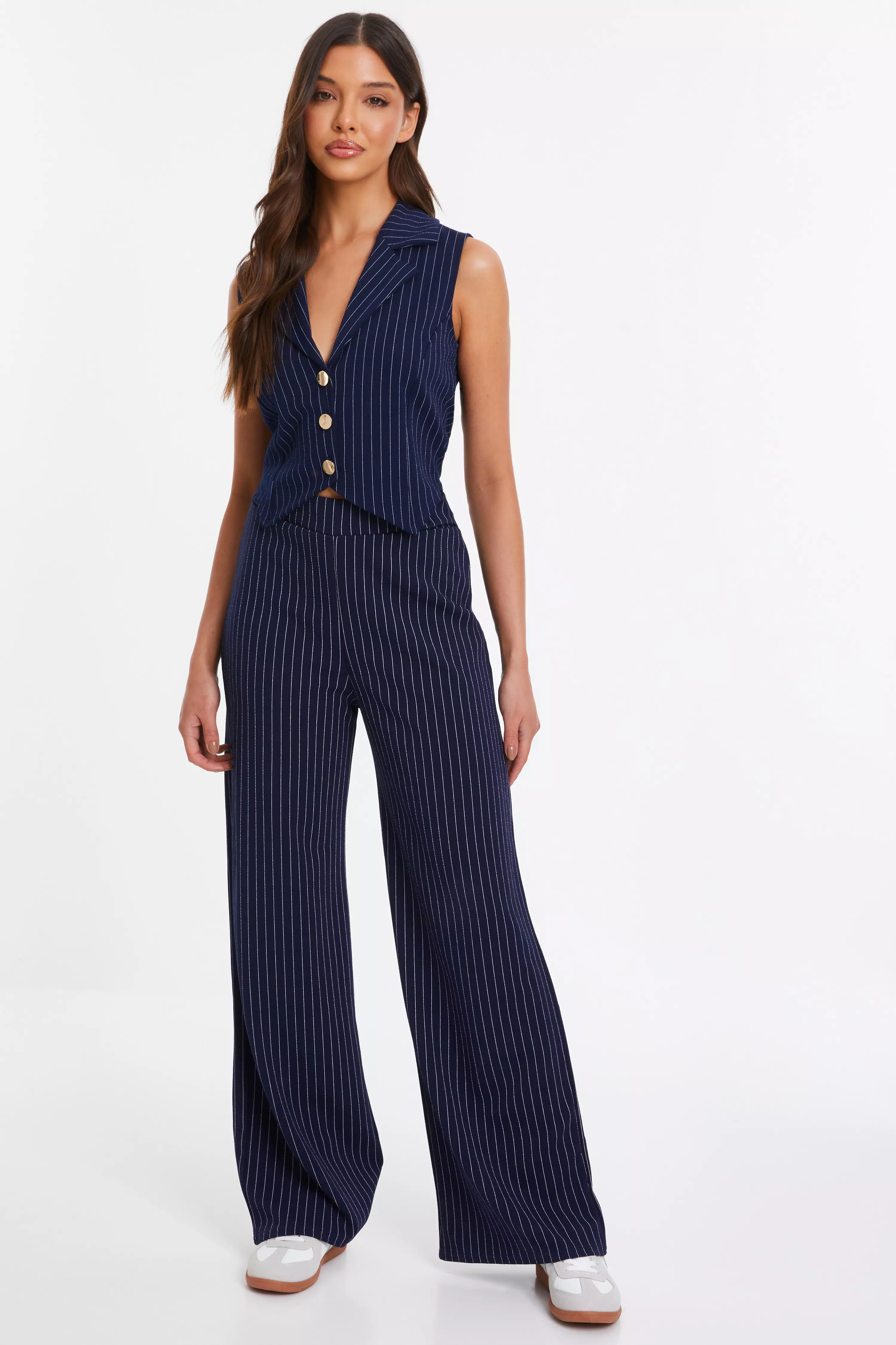 Navy Pinstripe Tailored Trousers