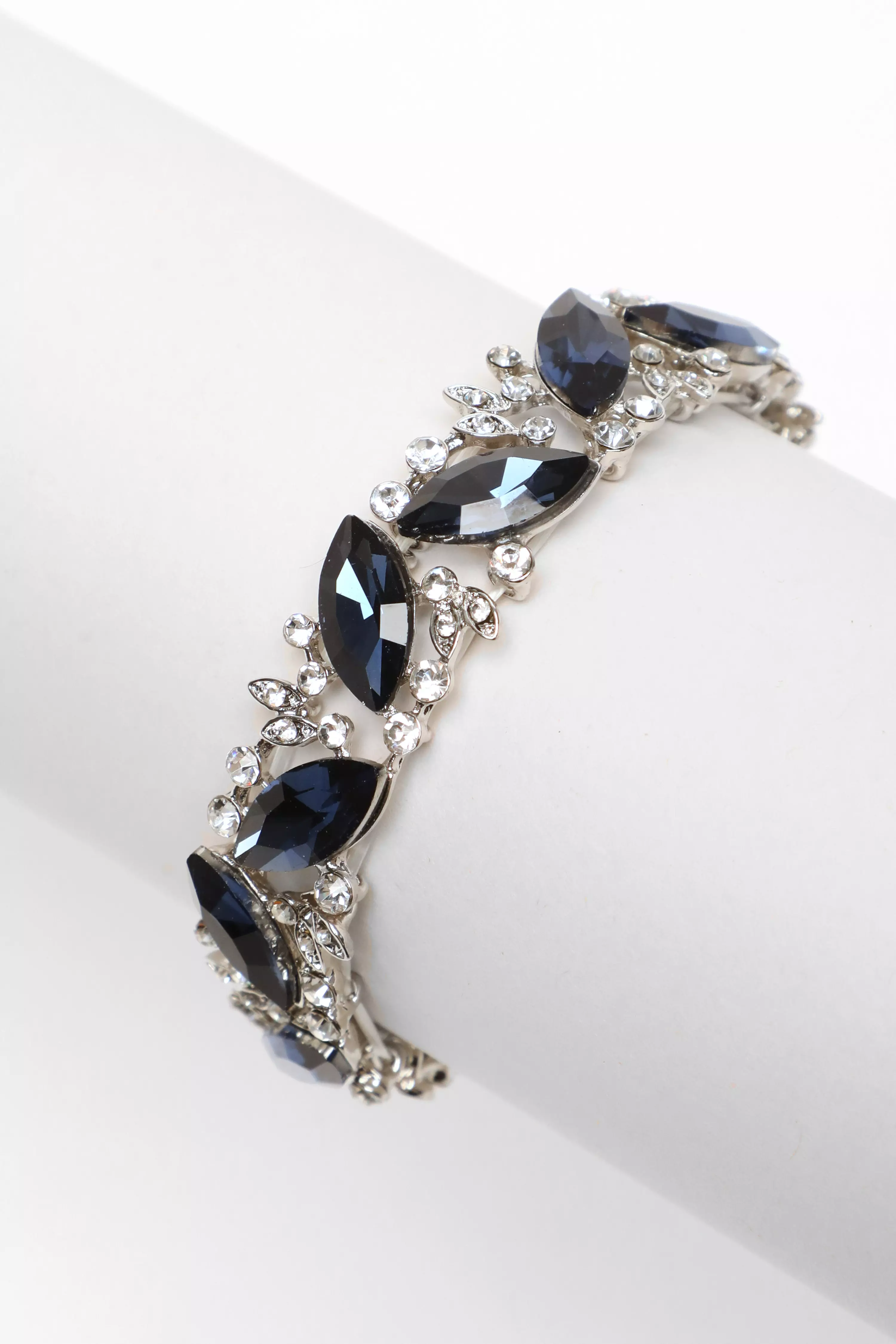 Navy Diamante Oval Jewel Bracelet