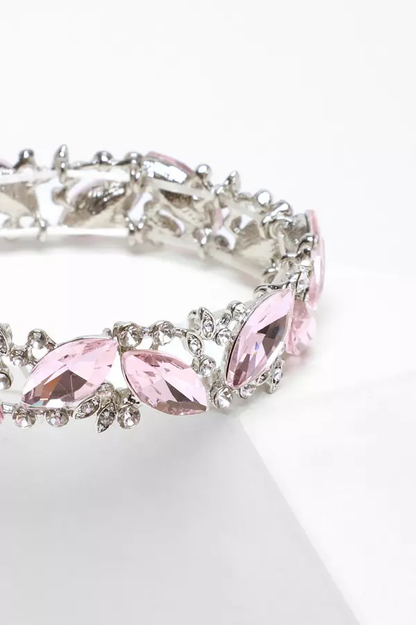 Pink Diamante Oval Jewel Bracelet