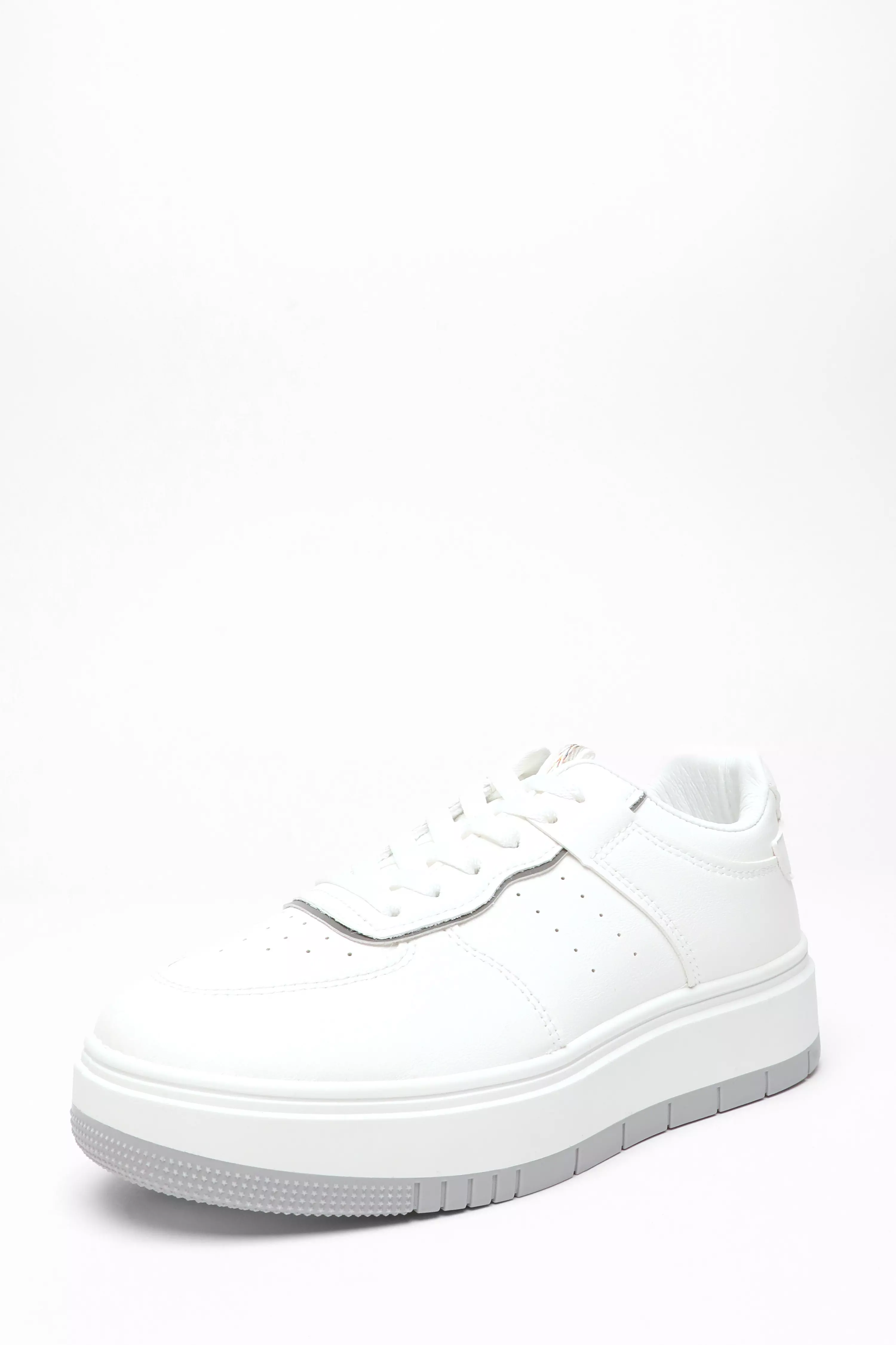 White Faux Leather Chunky Trainers