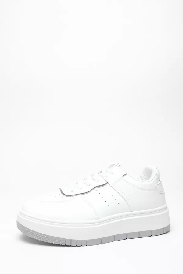 White Faux Leather Chunky Trainers