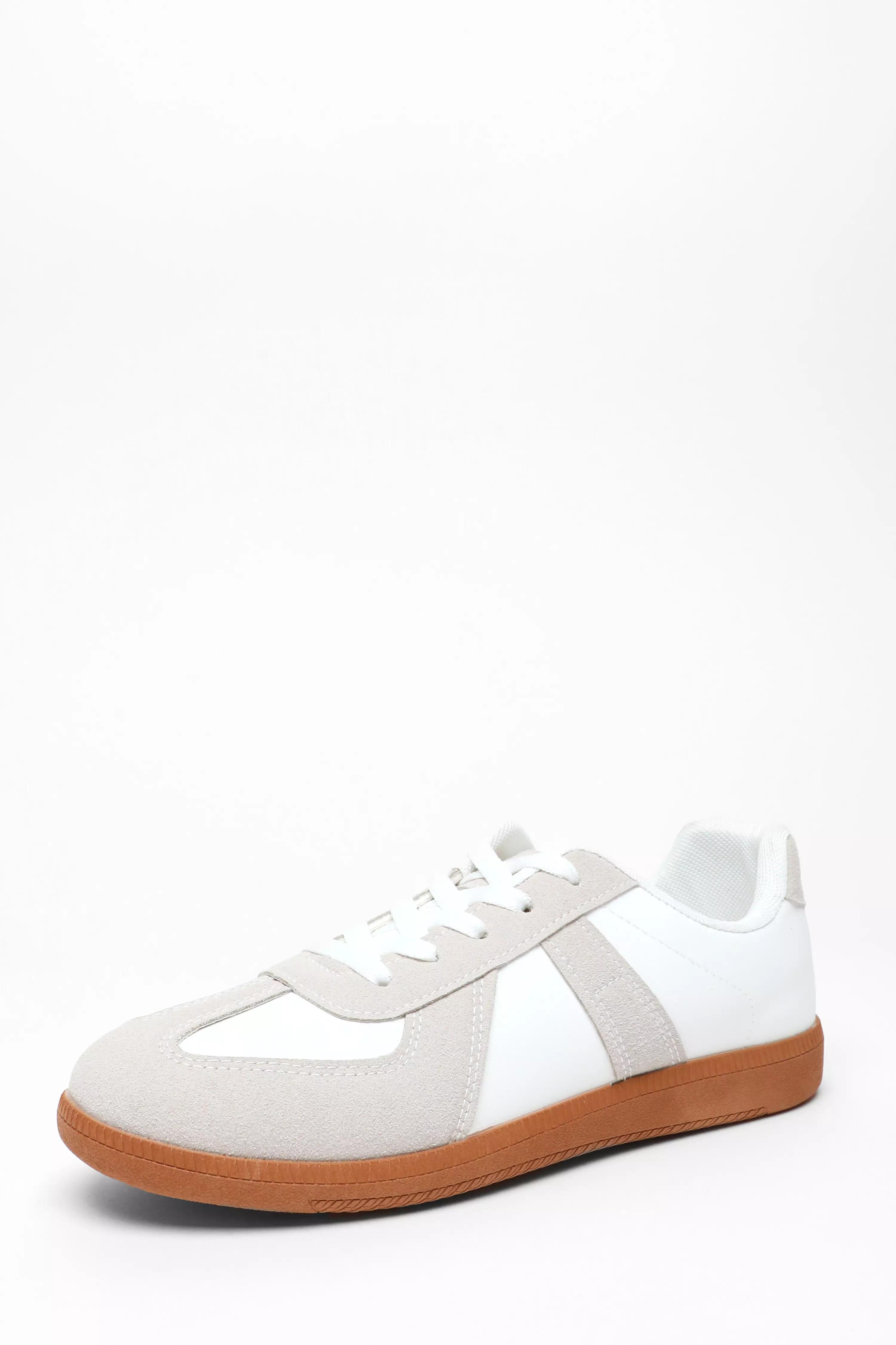White Faux Leather Trainers