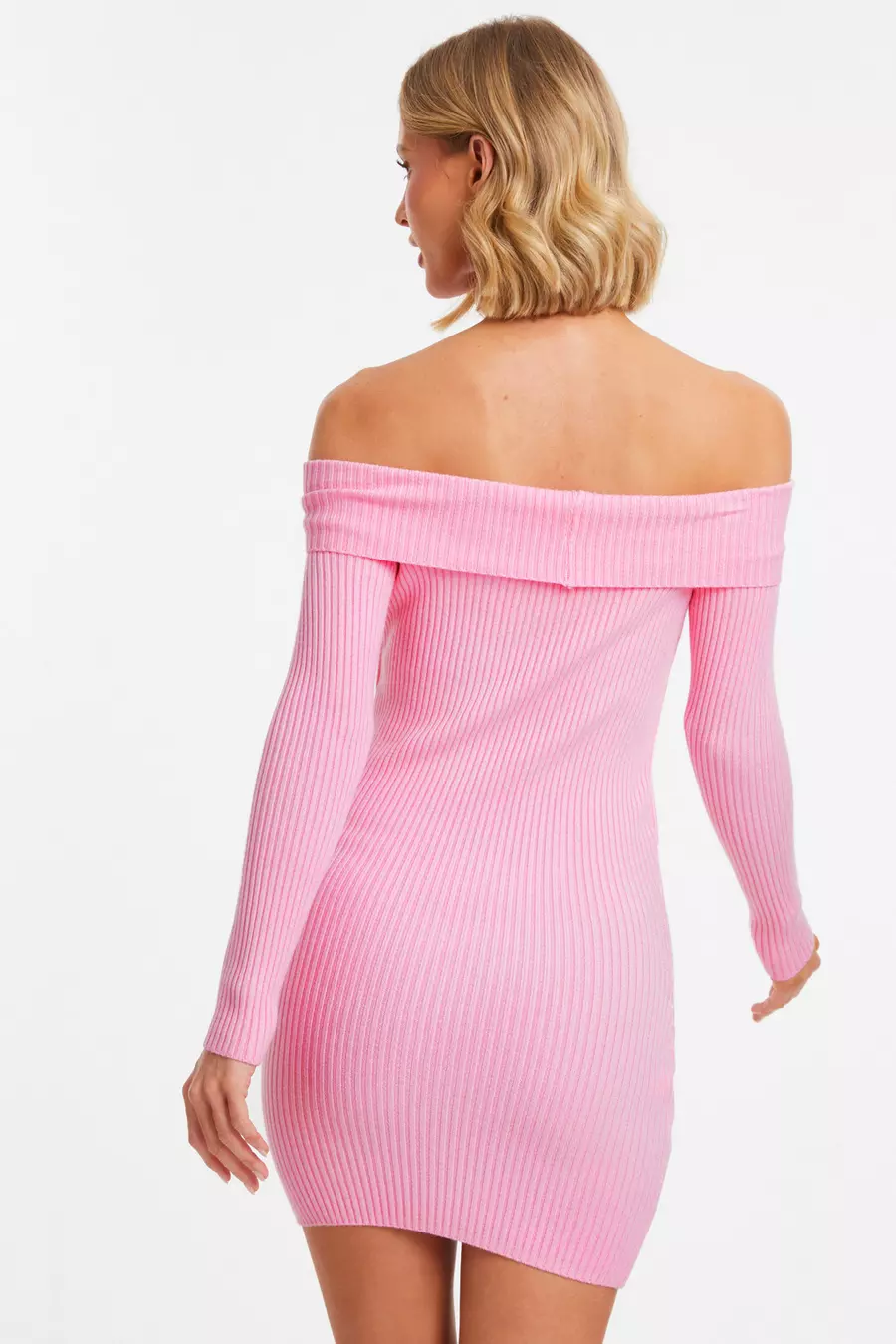 Pink ribbed bodycon dress best sale