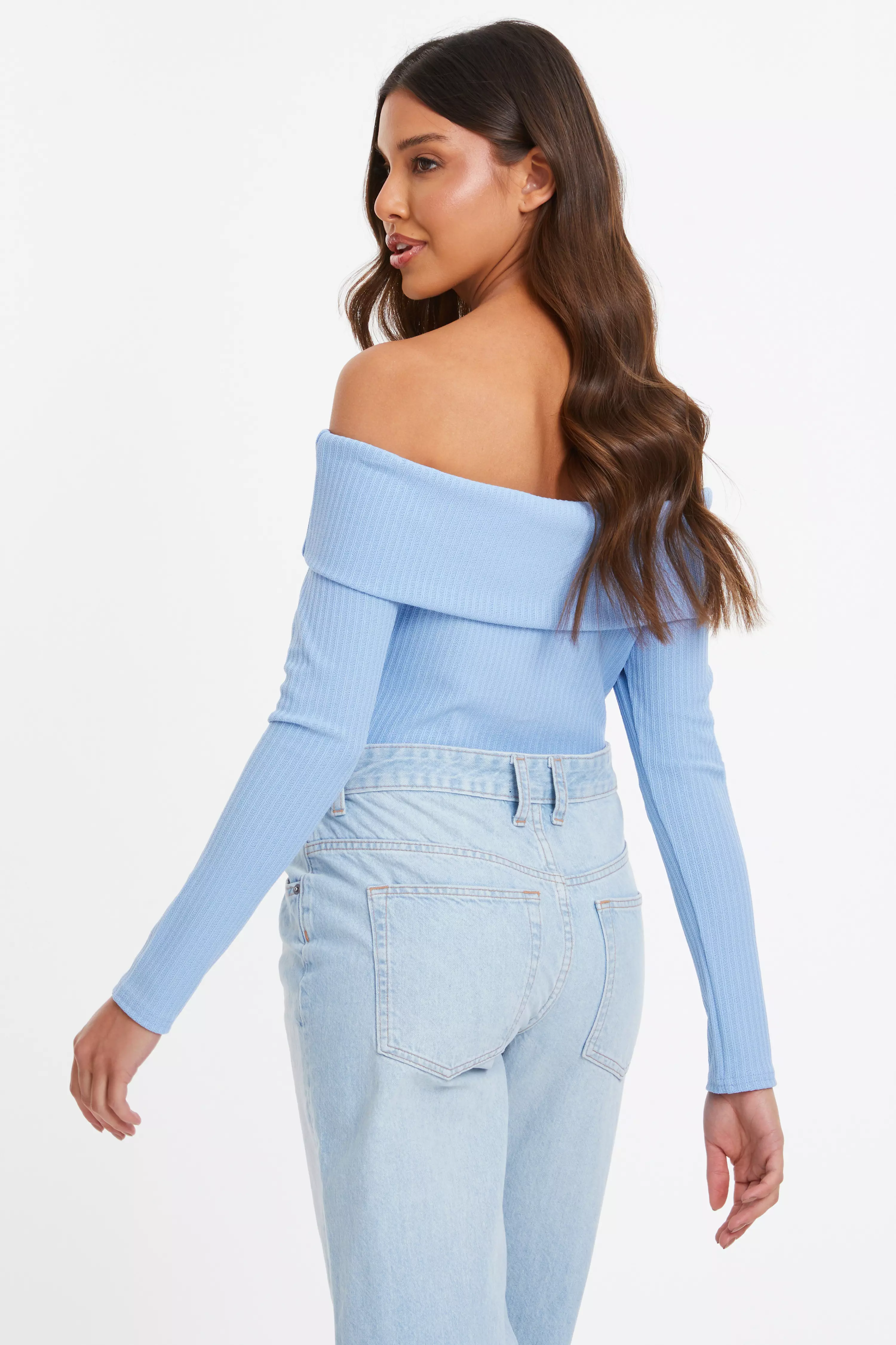 Light blue bardot top new arrivals