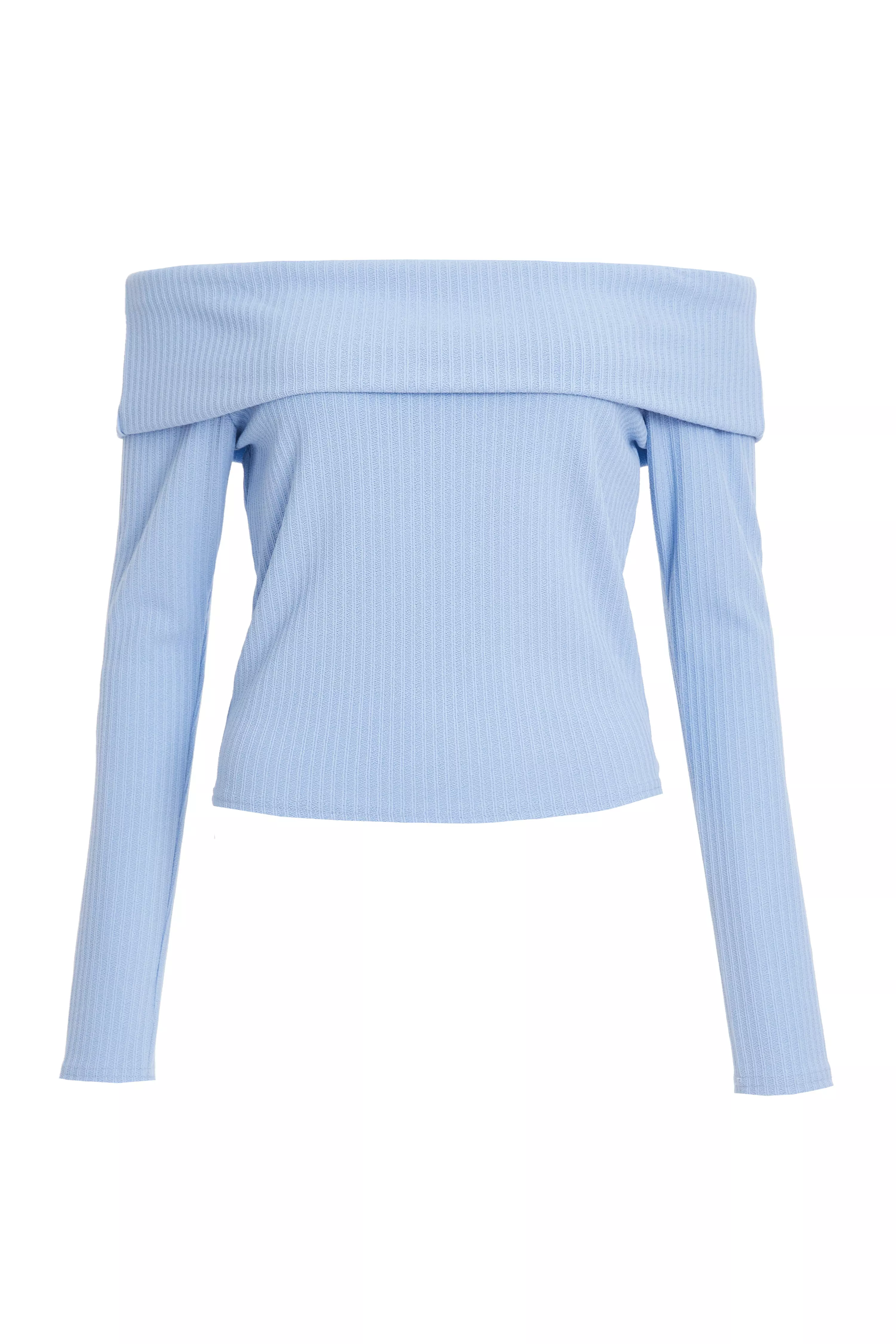 Light Blue Bardot Top