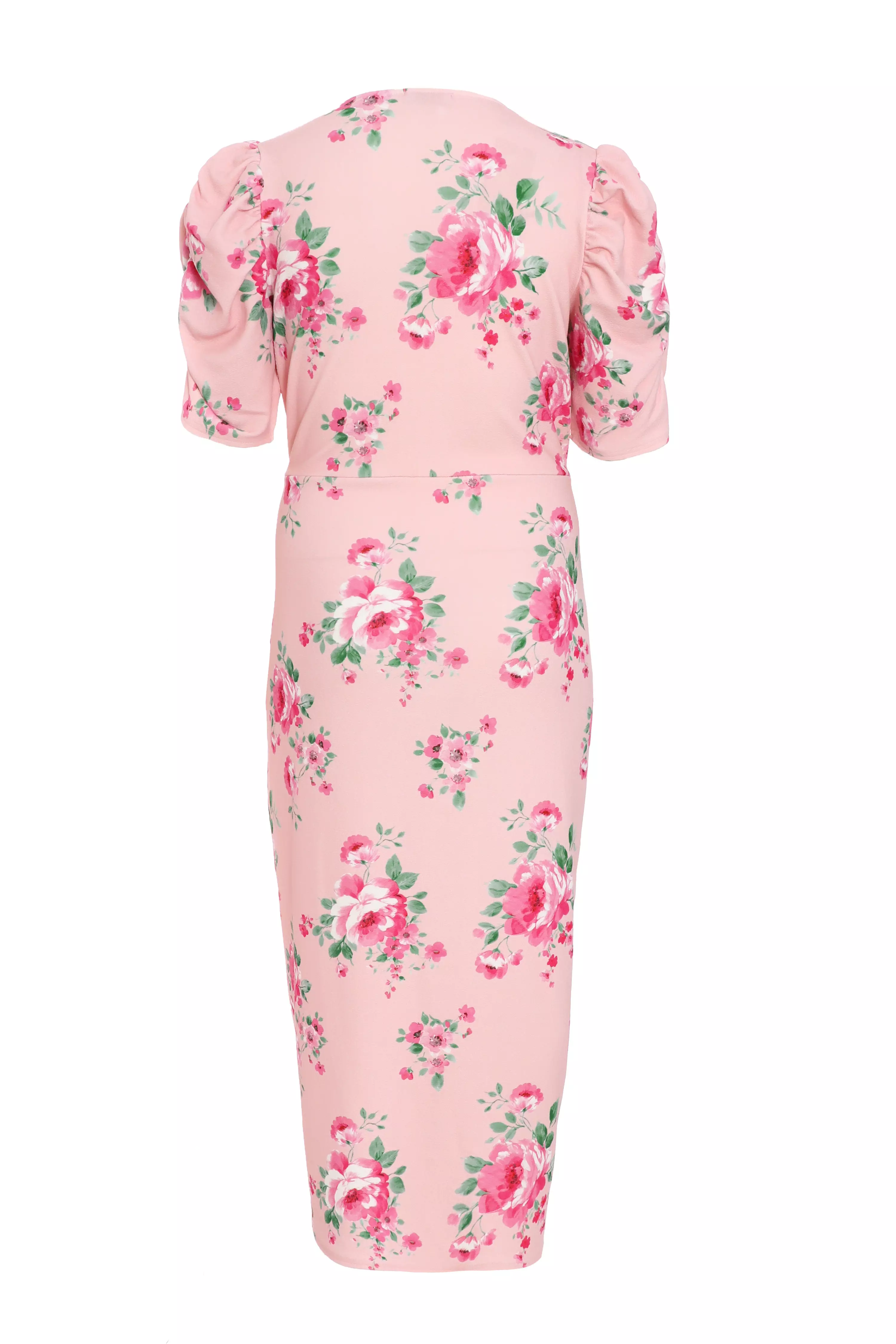 Curve Pink Floral Wrap Maxi Dress