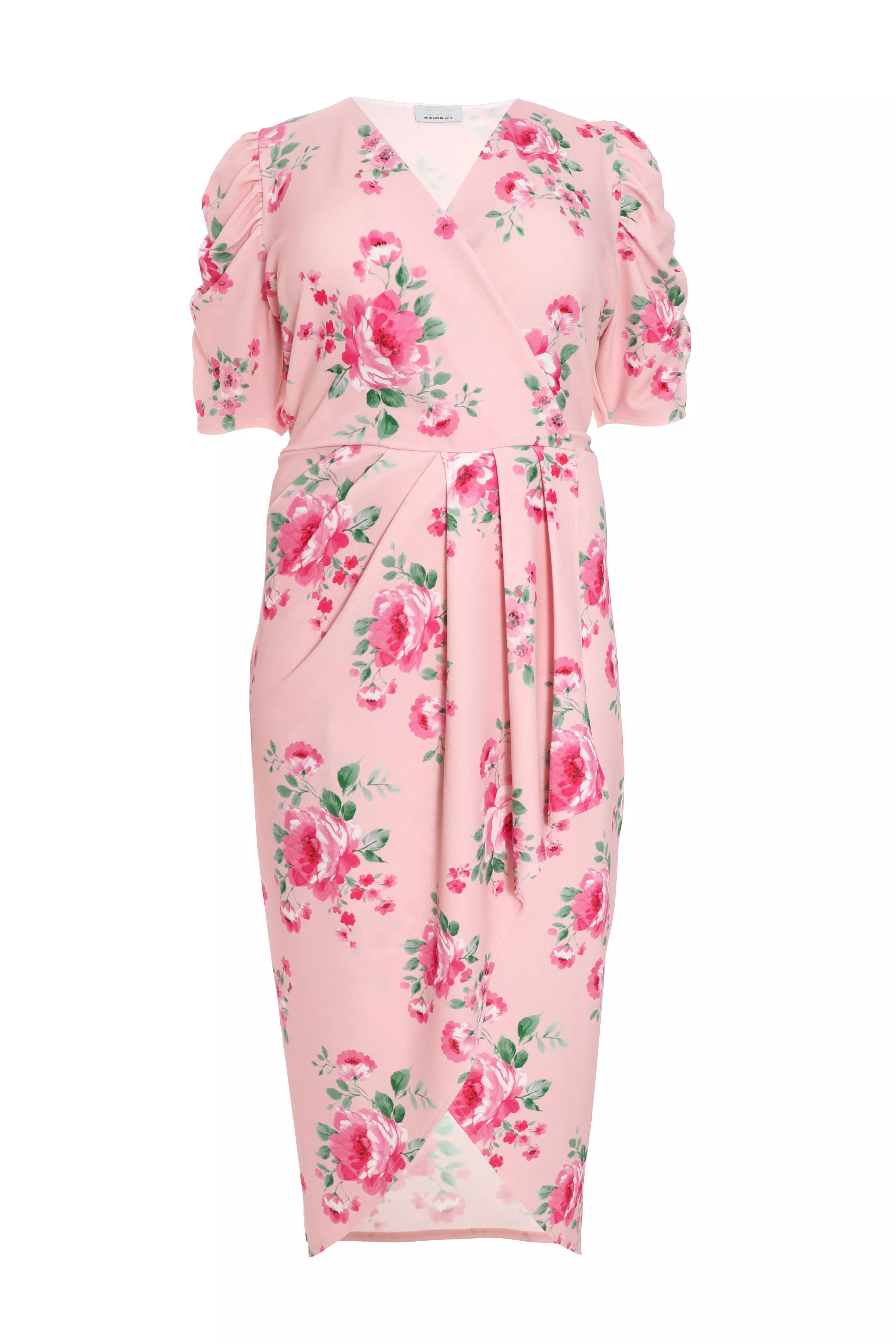 Curve Pink Floral Wrap Maxi Dress