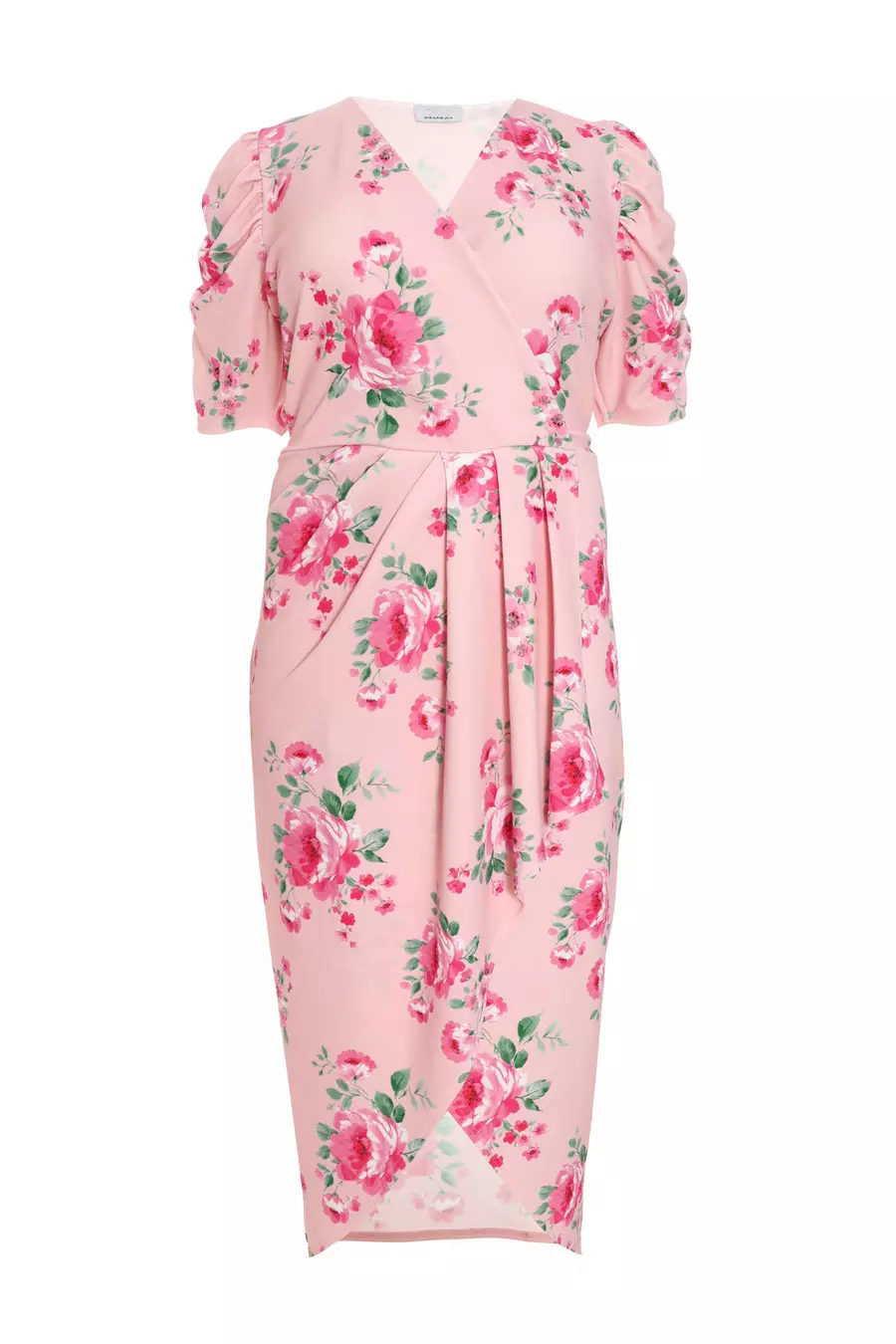 Quiz curve floral wrap dress best sale