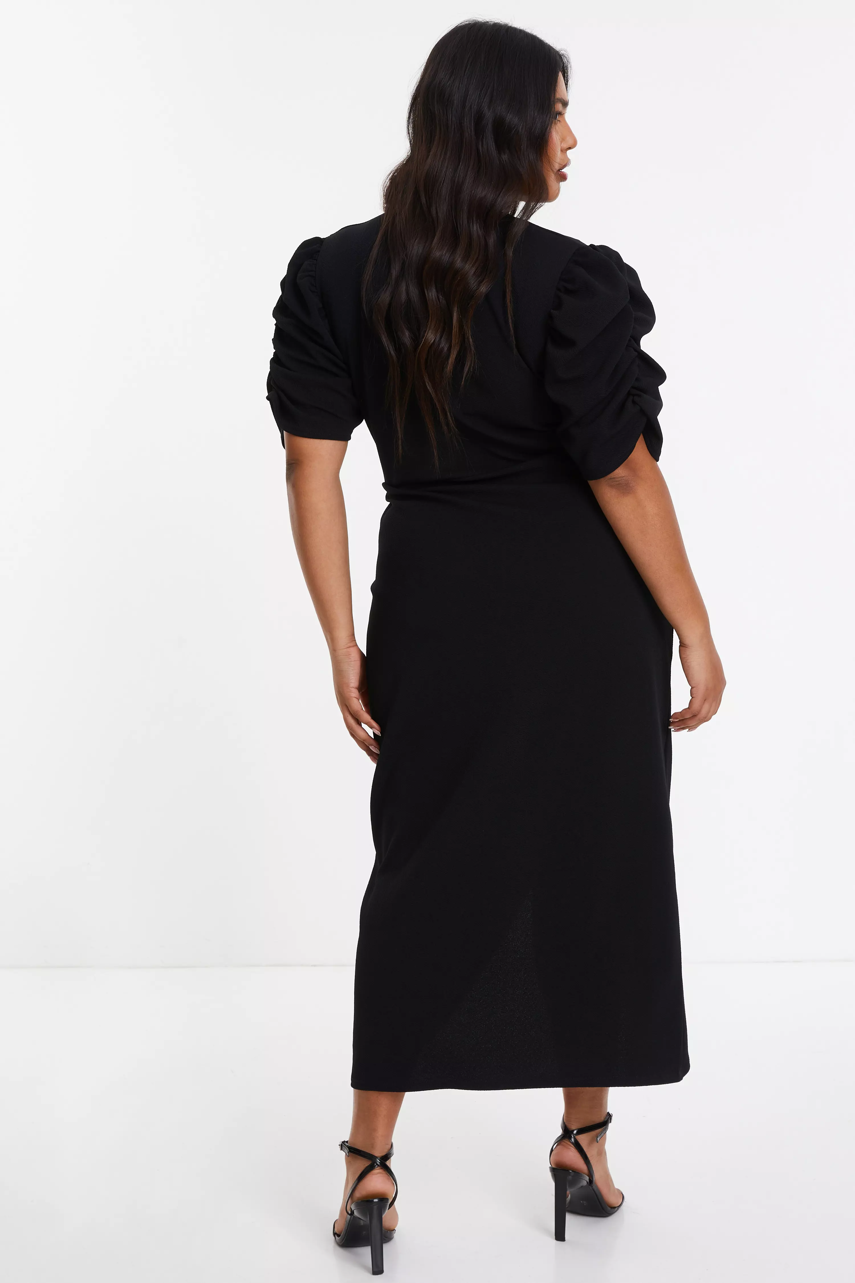 Curve Black Wrap Midi Dress