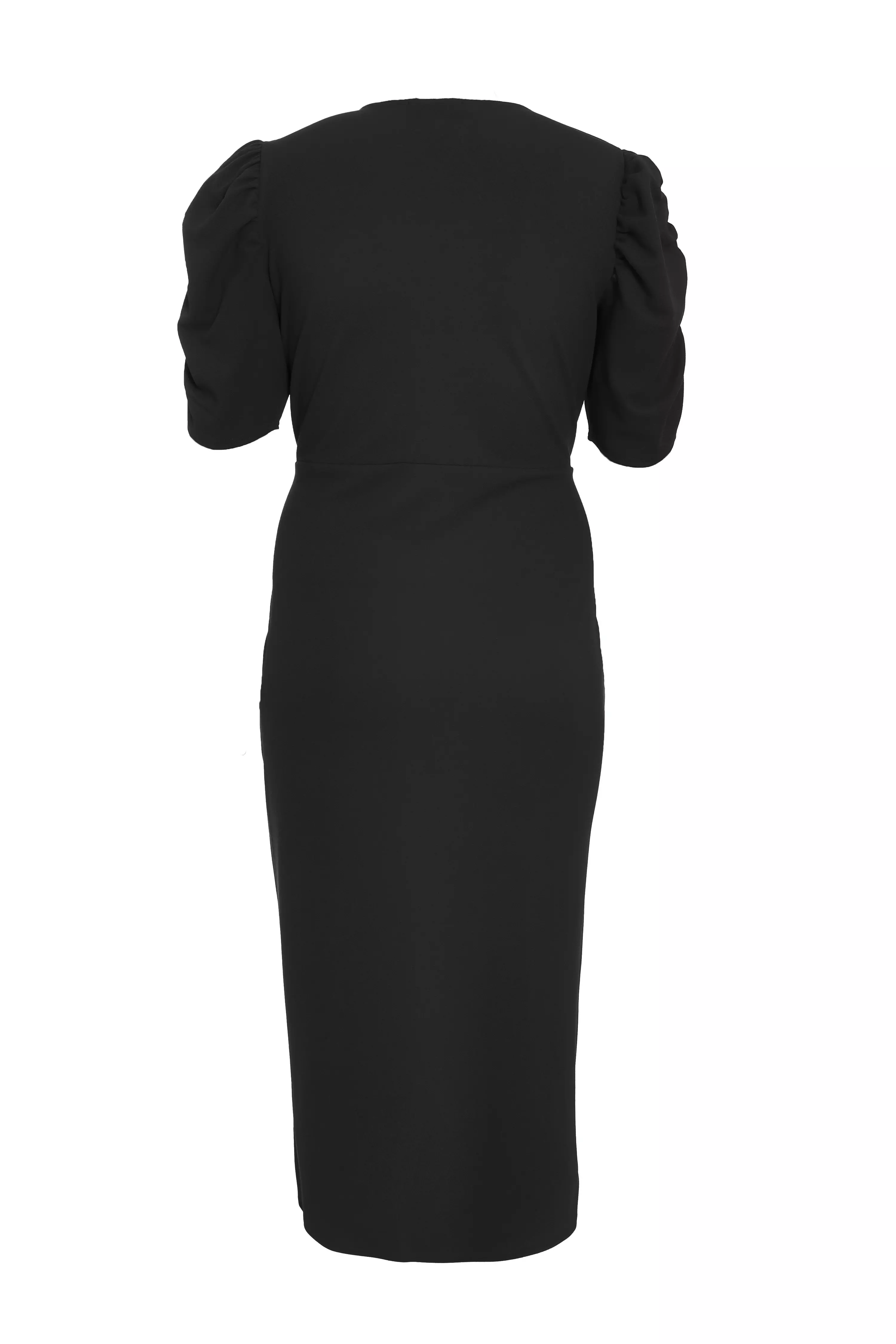 Curve Black Wrap Midi Dress