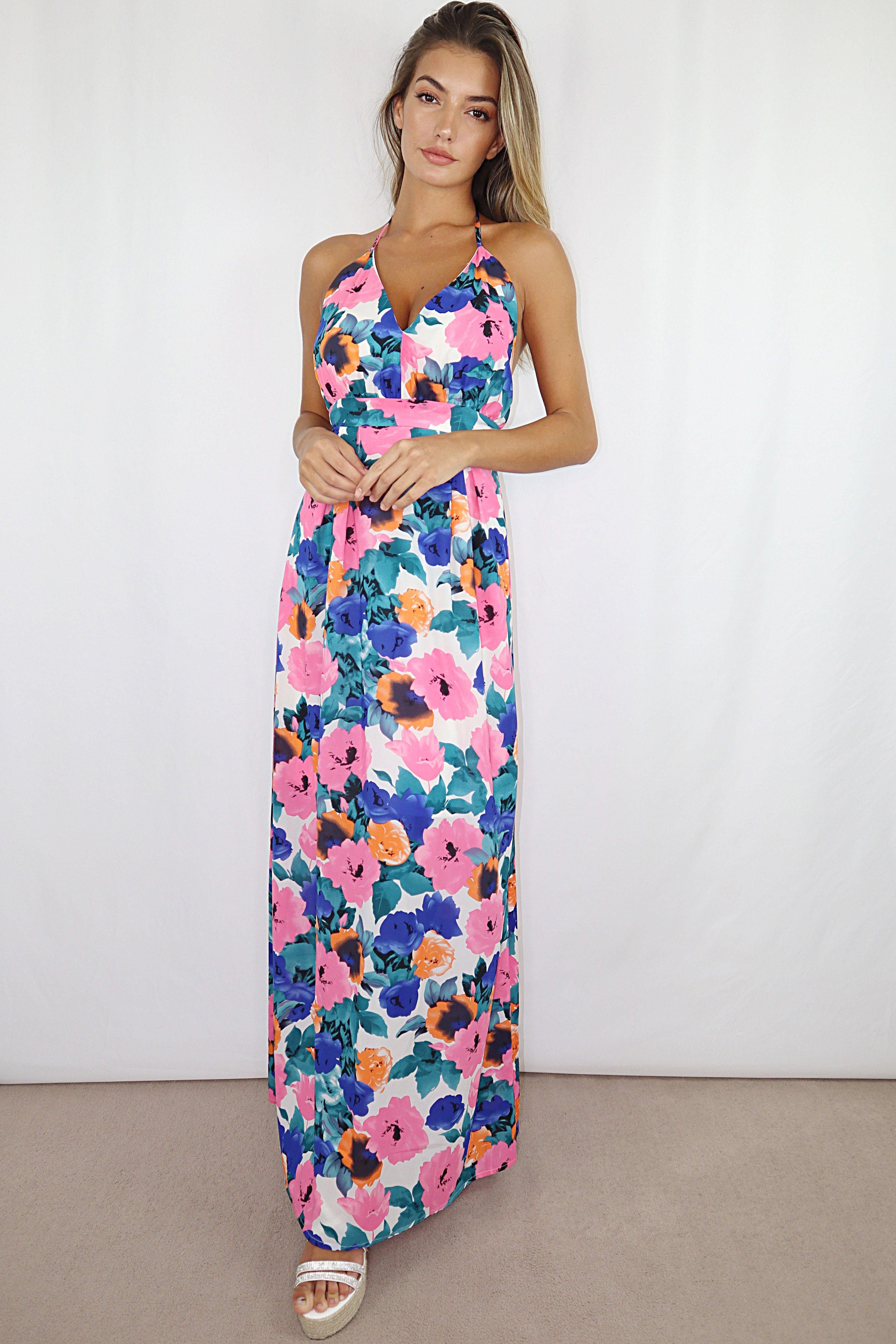 Blue Chiffon Maxi Dress