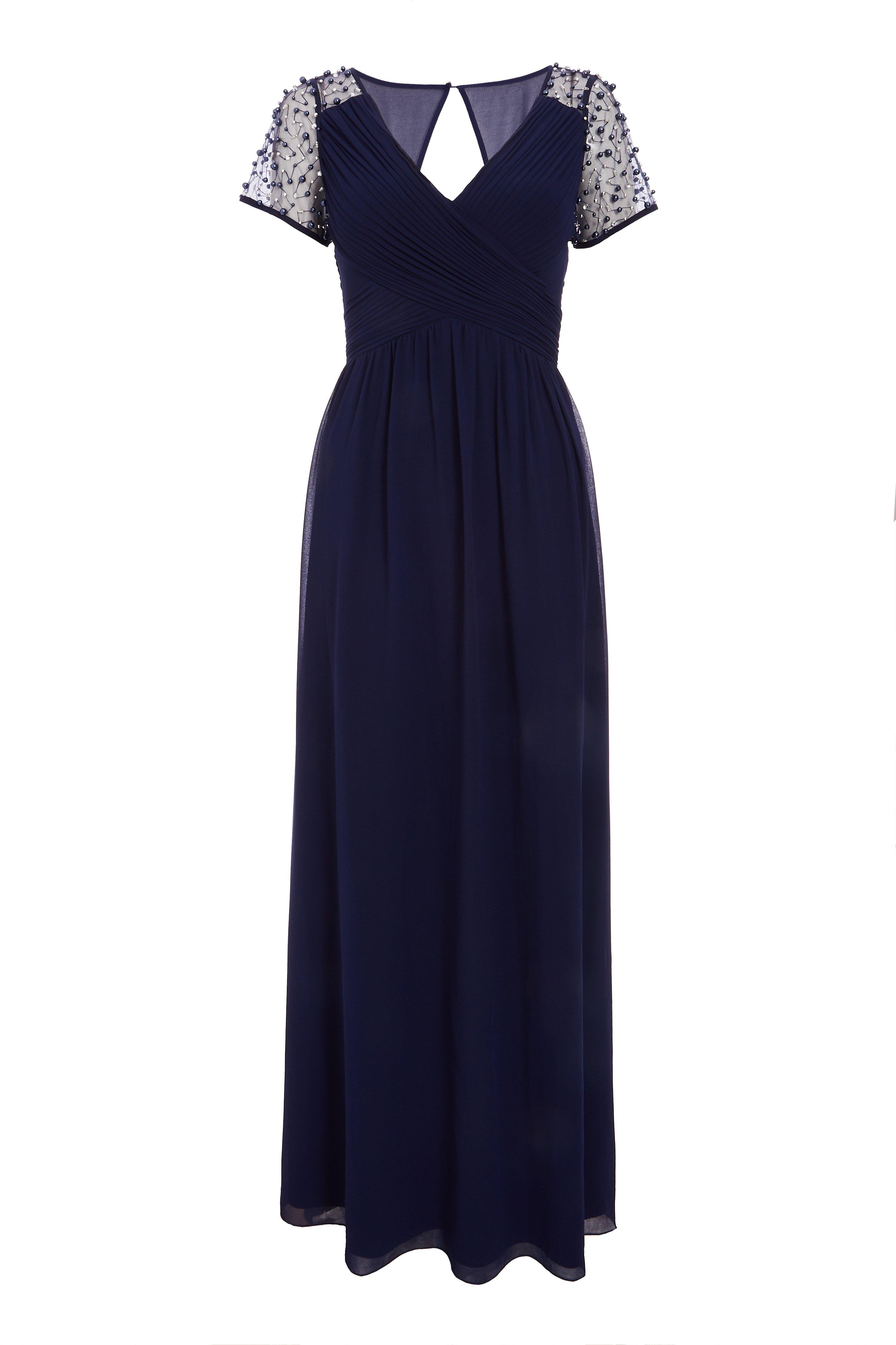 Quiz navy hot sale embellished maxi dress