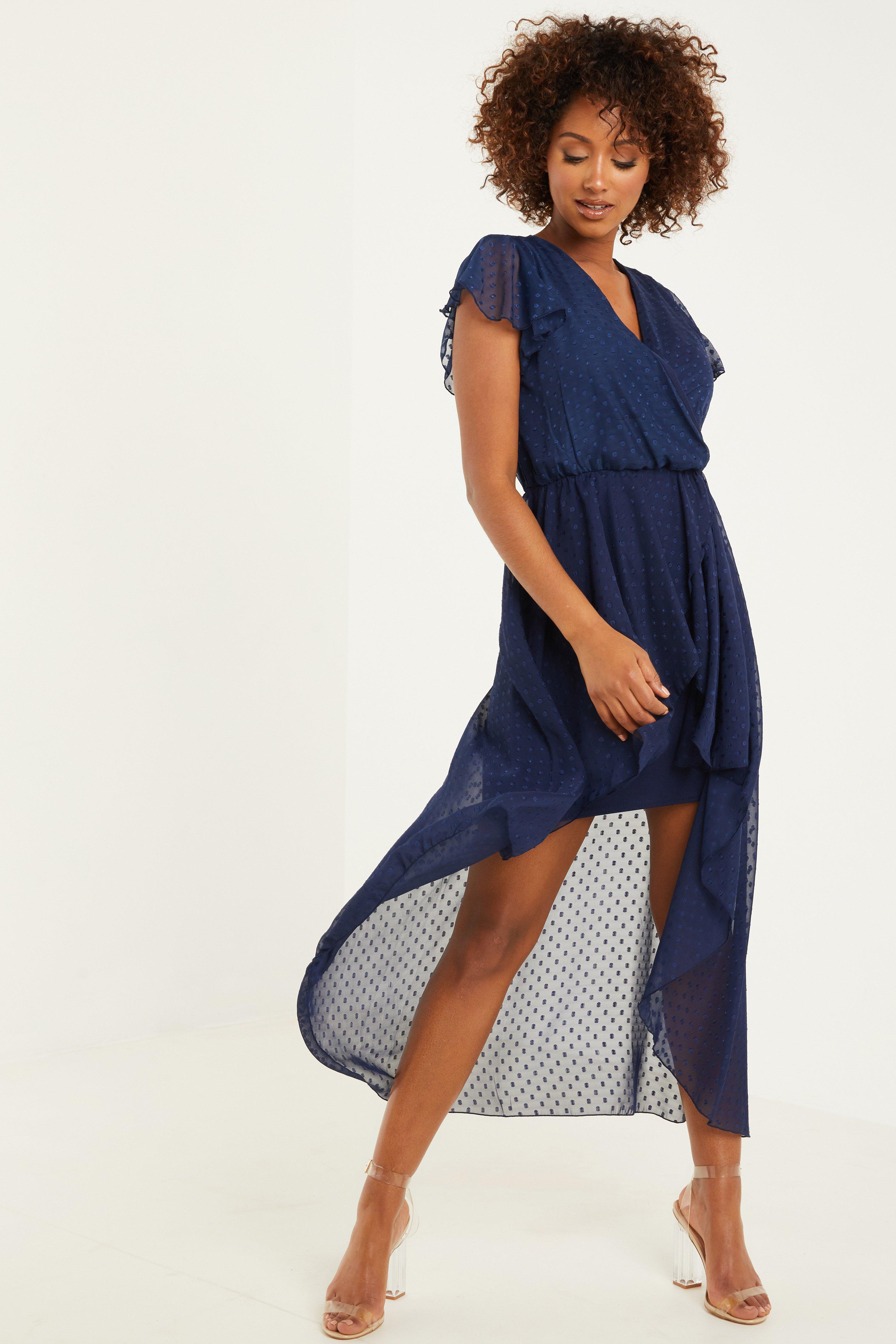 Polka dot best sale dip hem dress