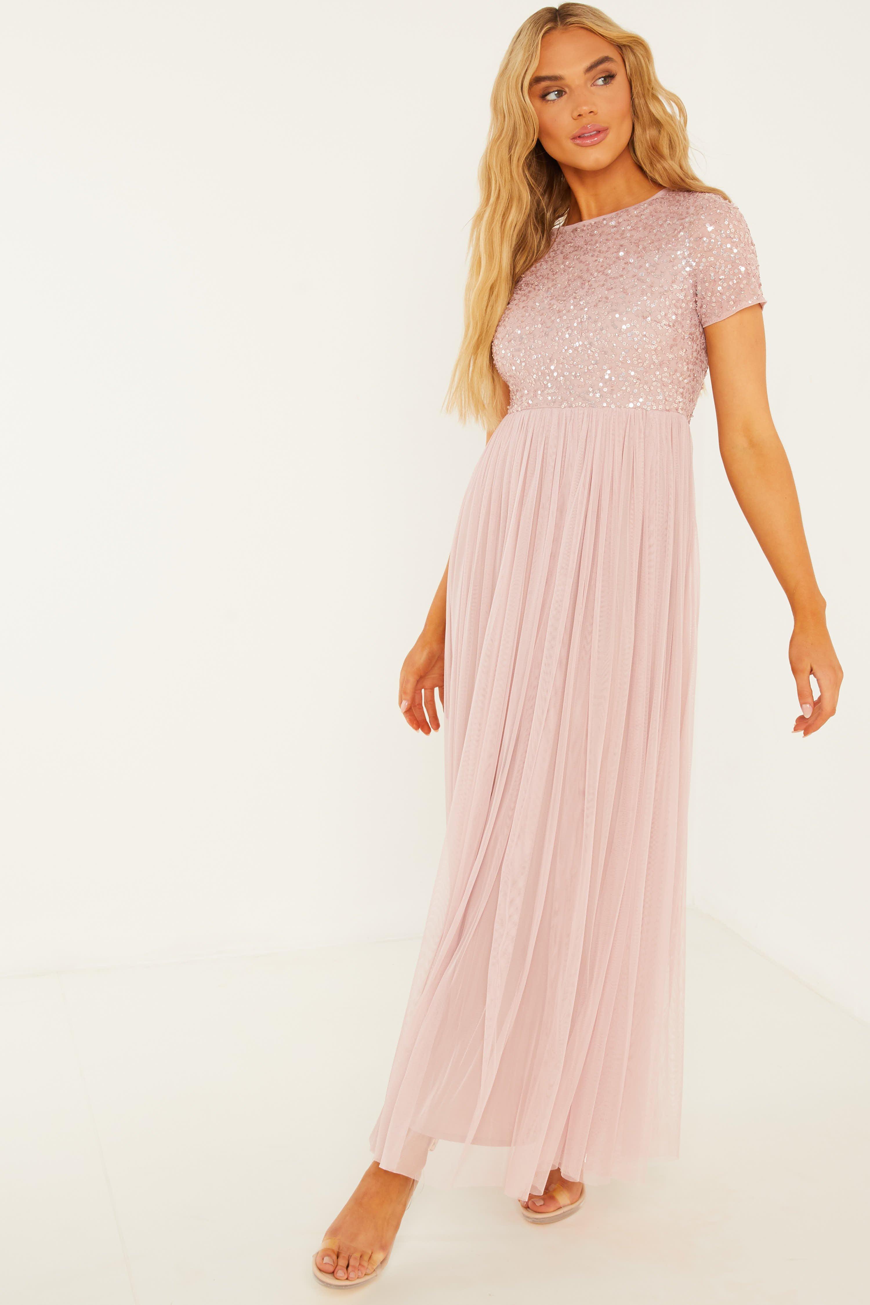 Pink Sequin Maxi Dress