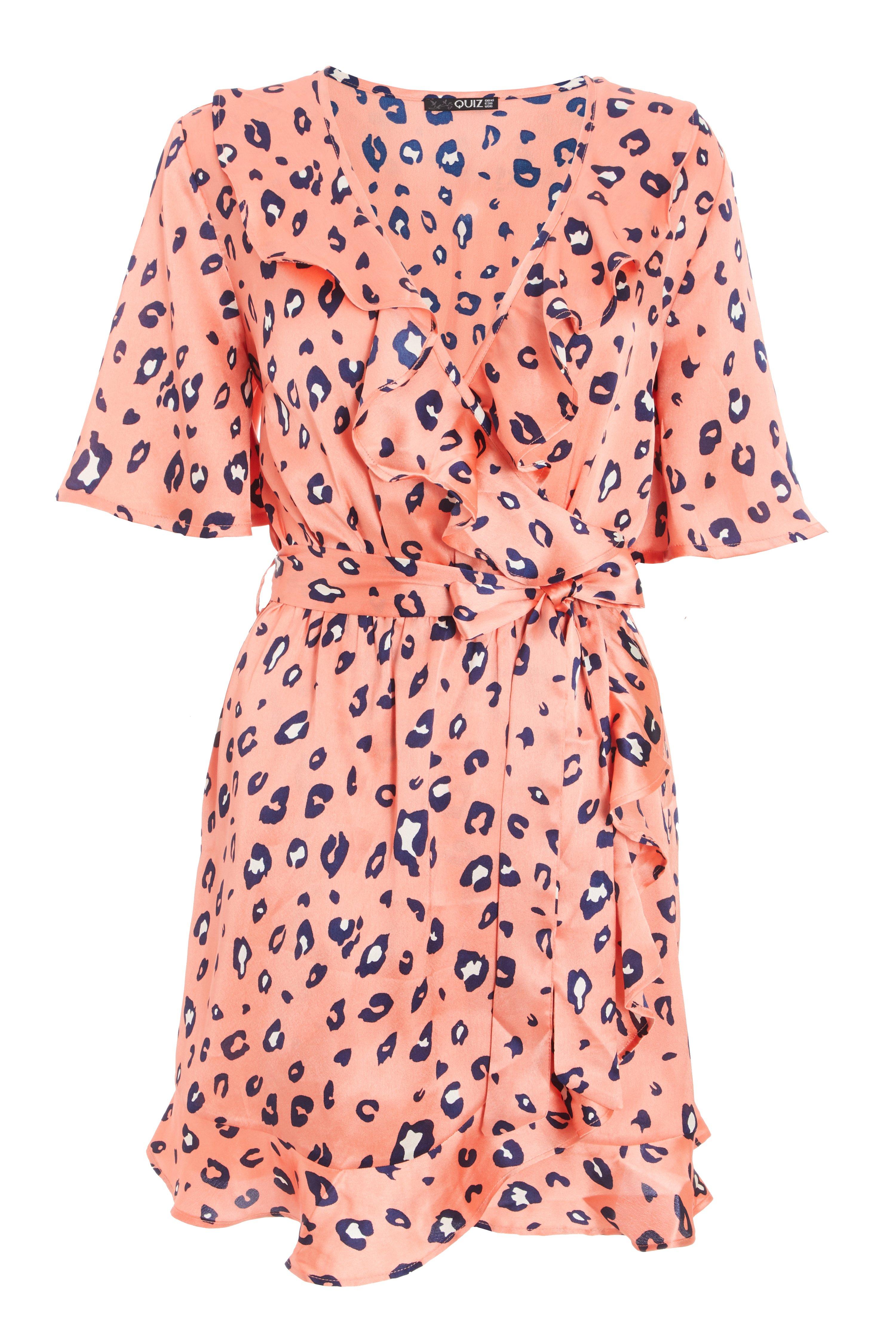 Coral leopard 2025 print dress