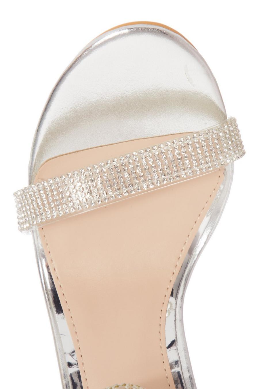 Quiz silver block heel on sale sandals