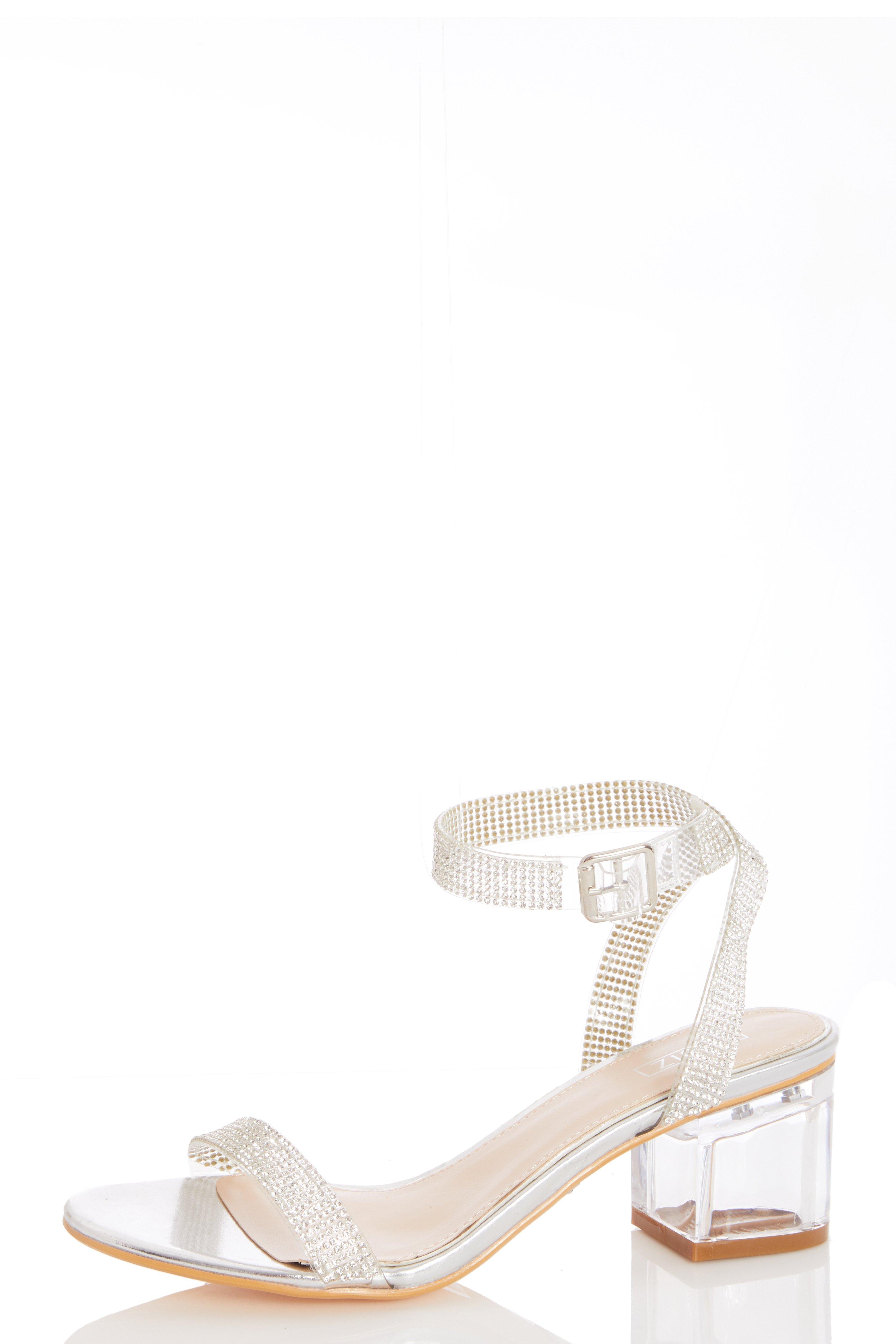 Silver sandals outlet low block heel