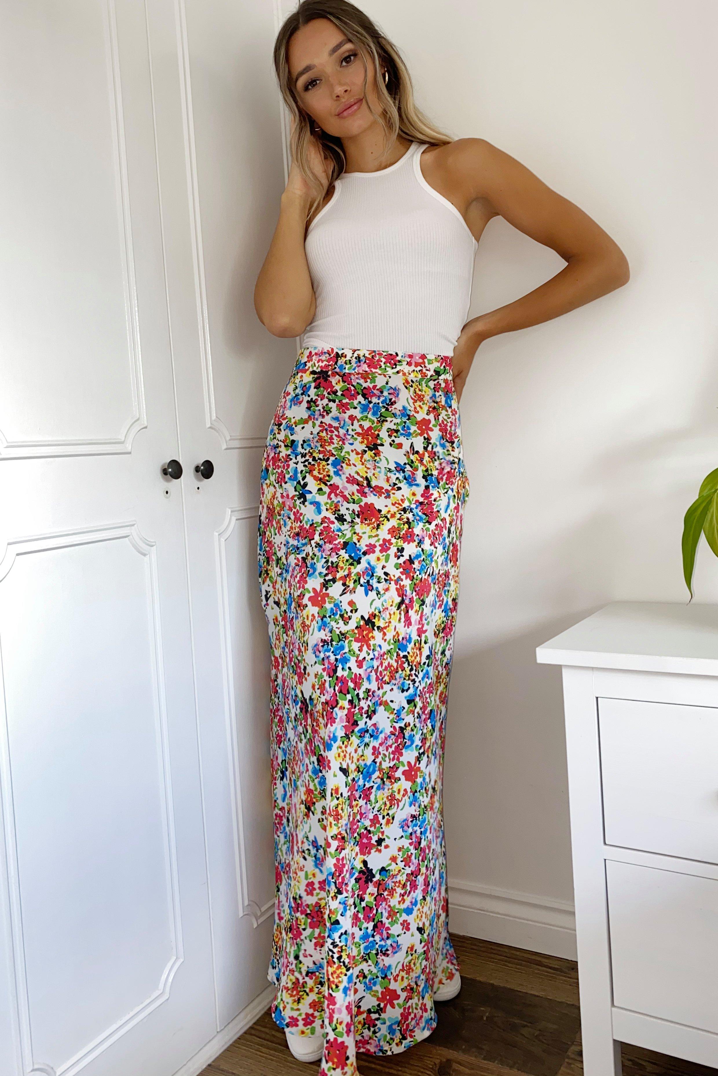 Multicoloured Ditsy Floral Print Maxi Skirt