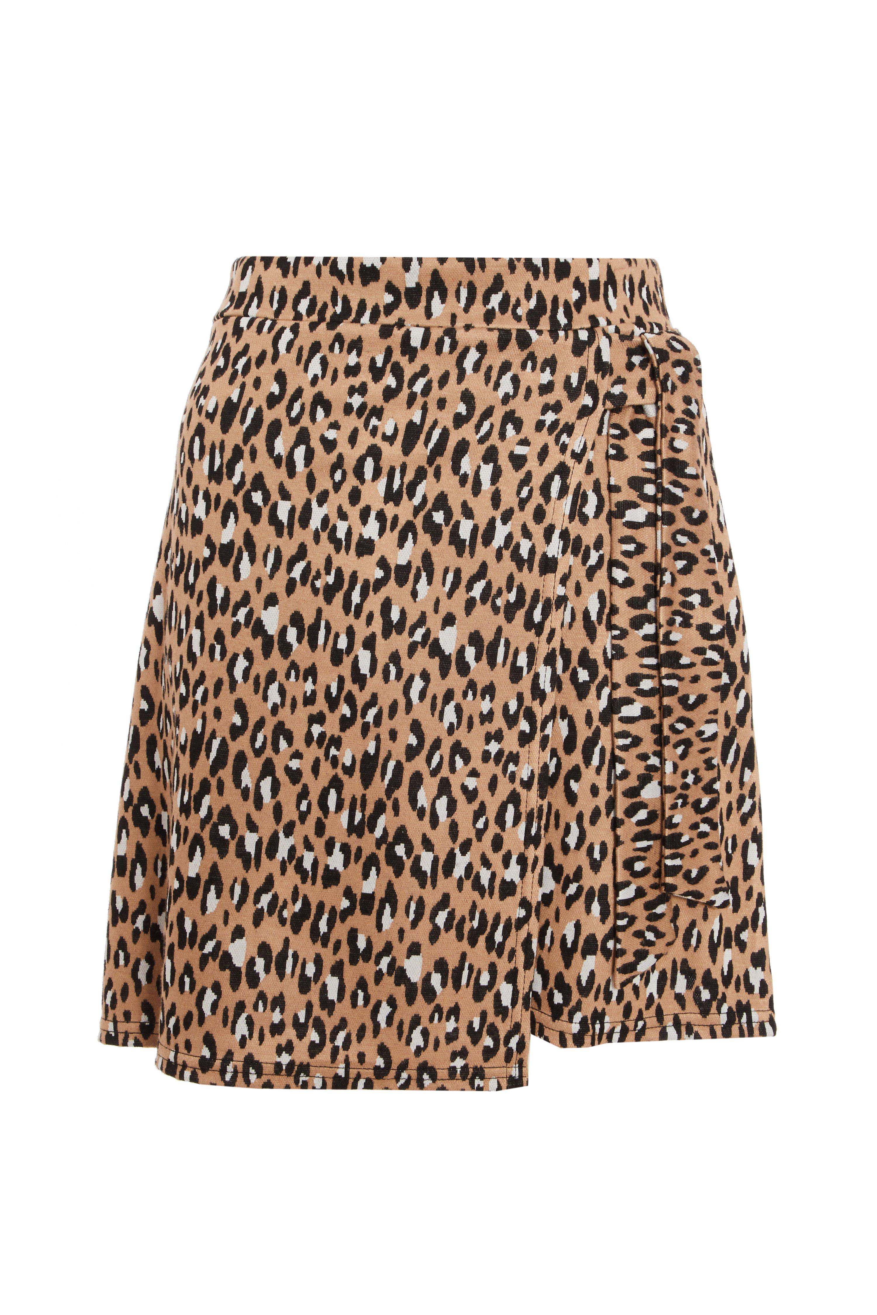 Stone and black shop leopard print wrap skirt