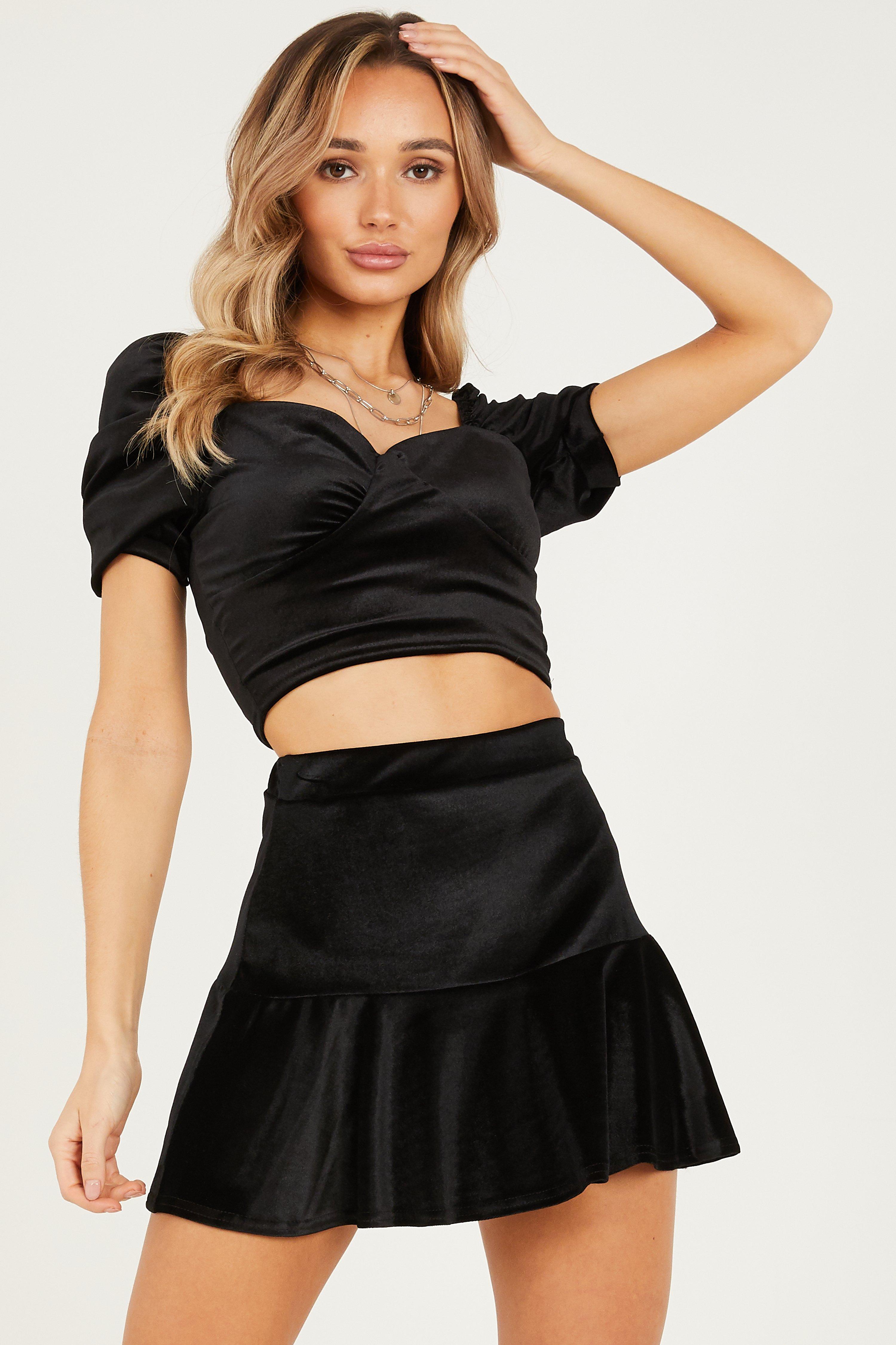 Black velvet hotsell mini skirt uk