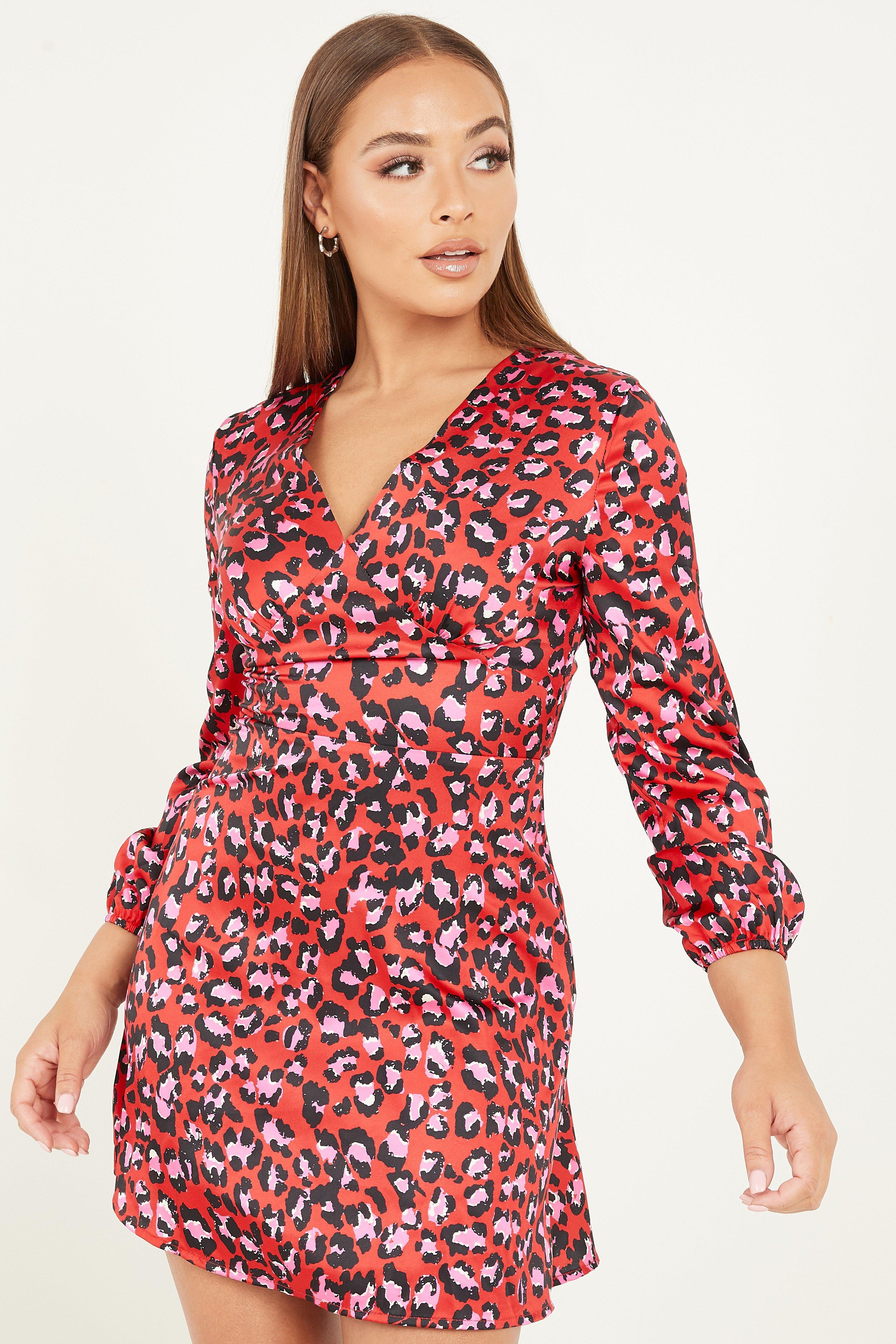 Red leopard best sale print skater dress