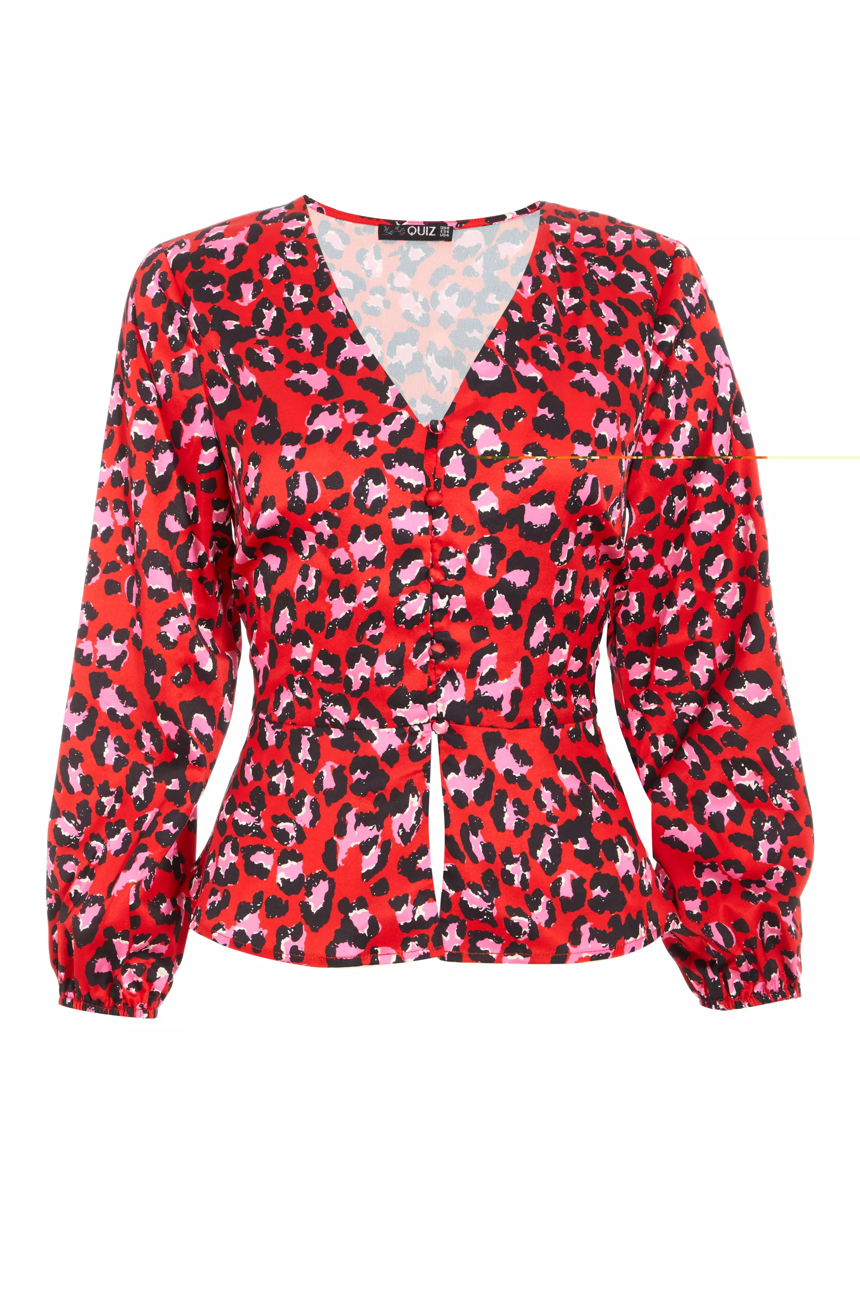 Petite Red Leopard Print Peplum Top - QUIZ Clothing