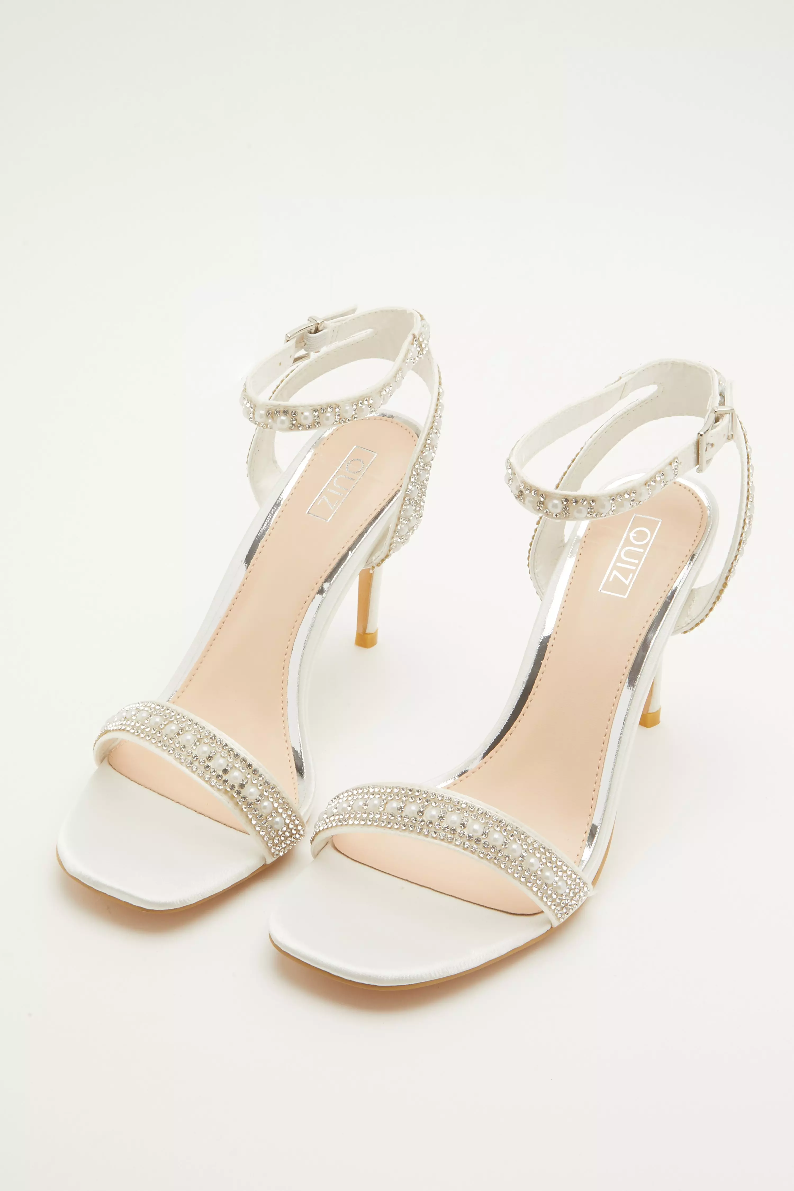 Bridal White Pearl Heeled Sandals - QUIZ Clothing