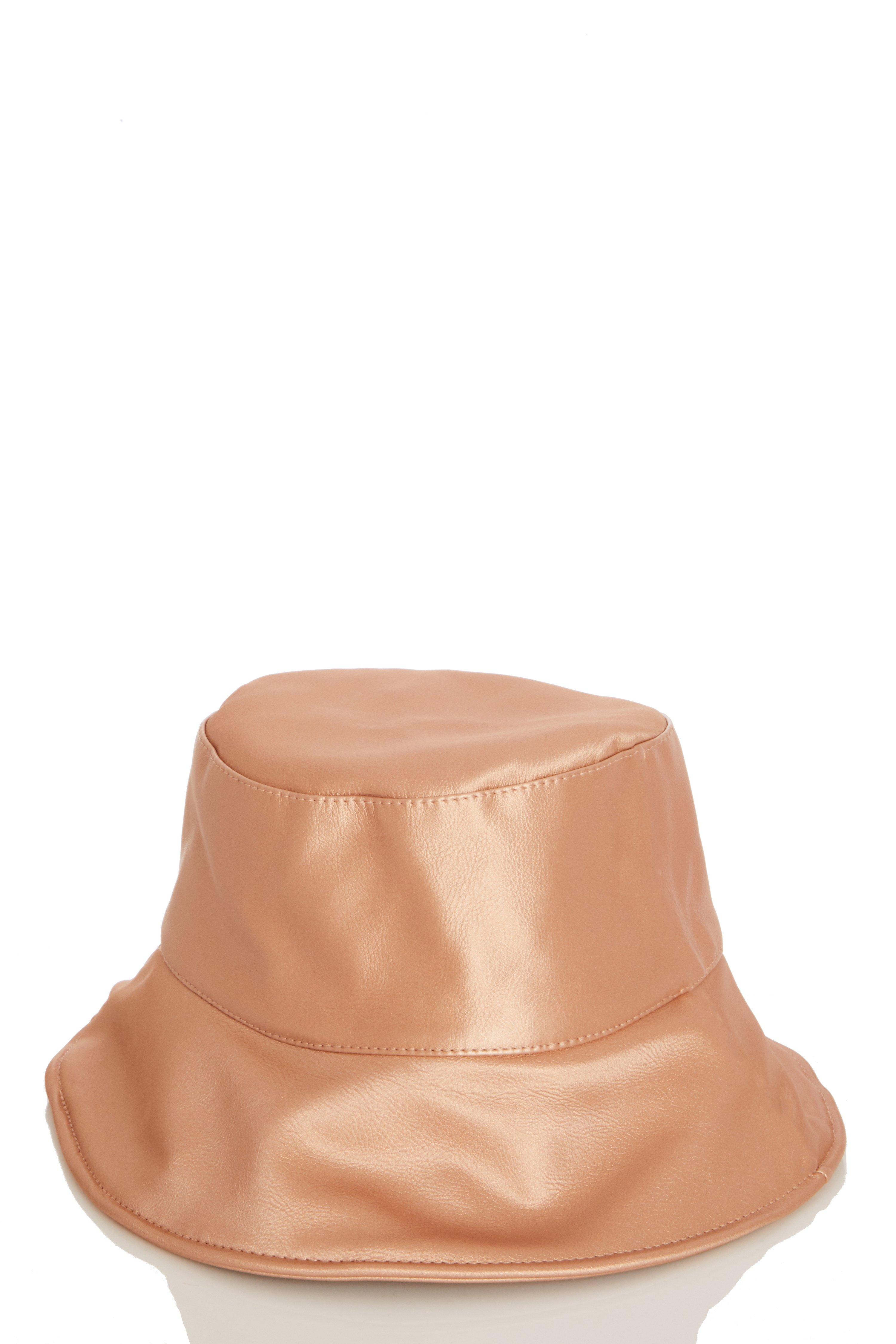 Rose Gold Faux Leather Bucket Hat QUIZ Clothing