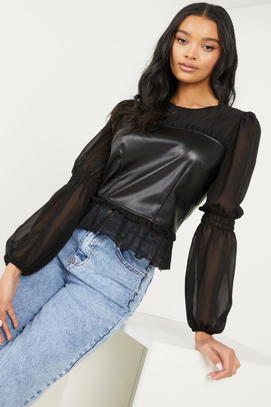 Ladies on sale leather tops