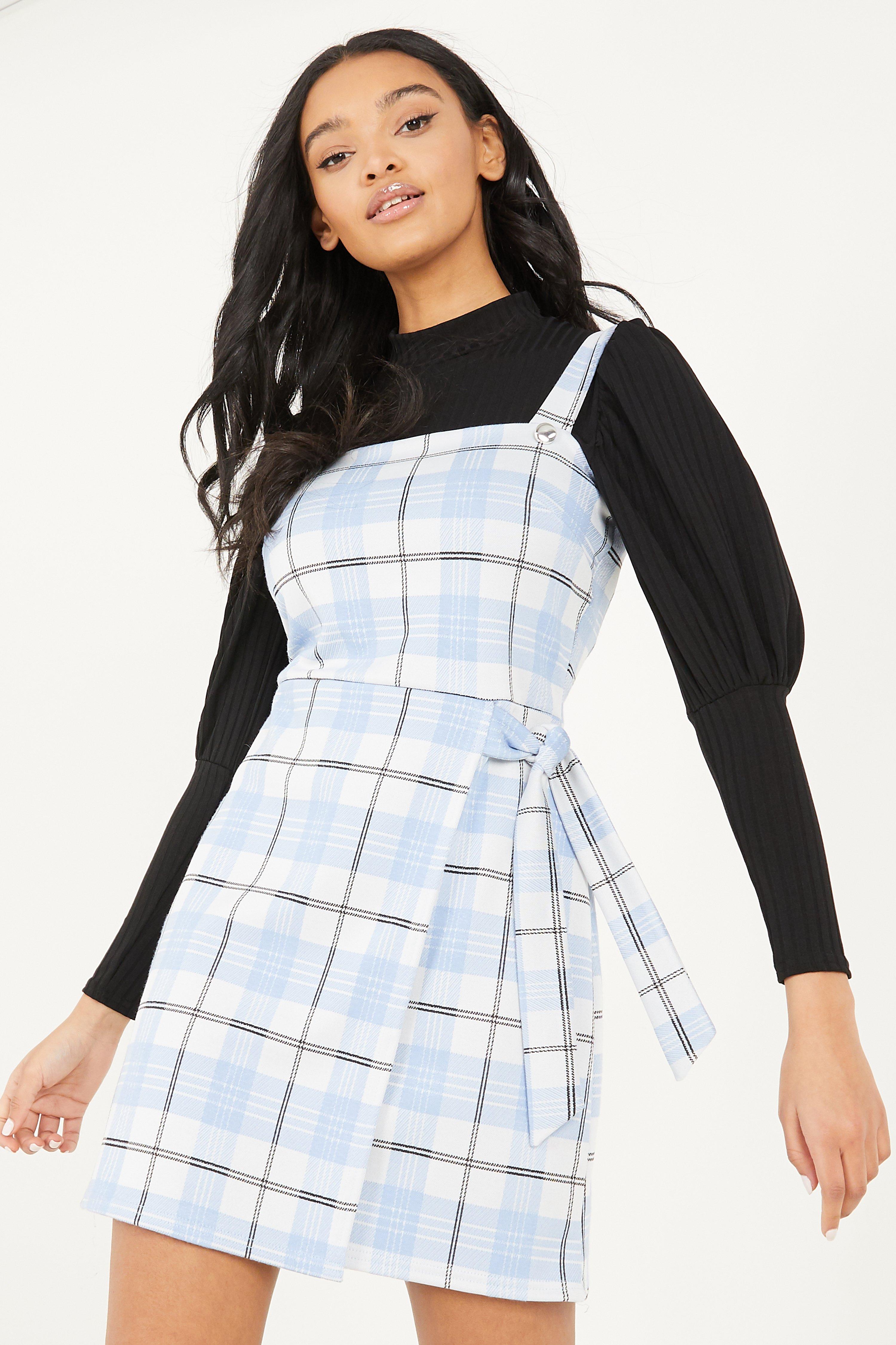 Blue check hot sale pinafore dress