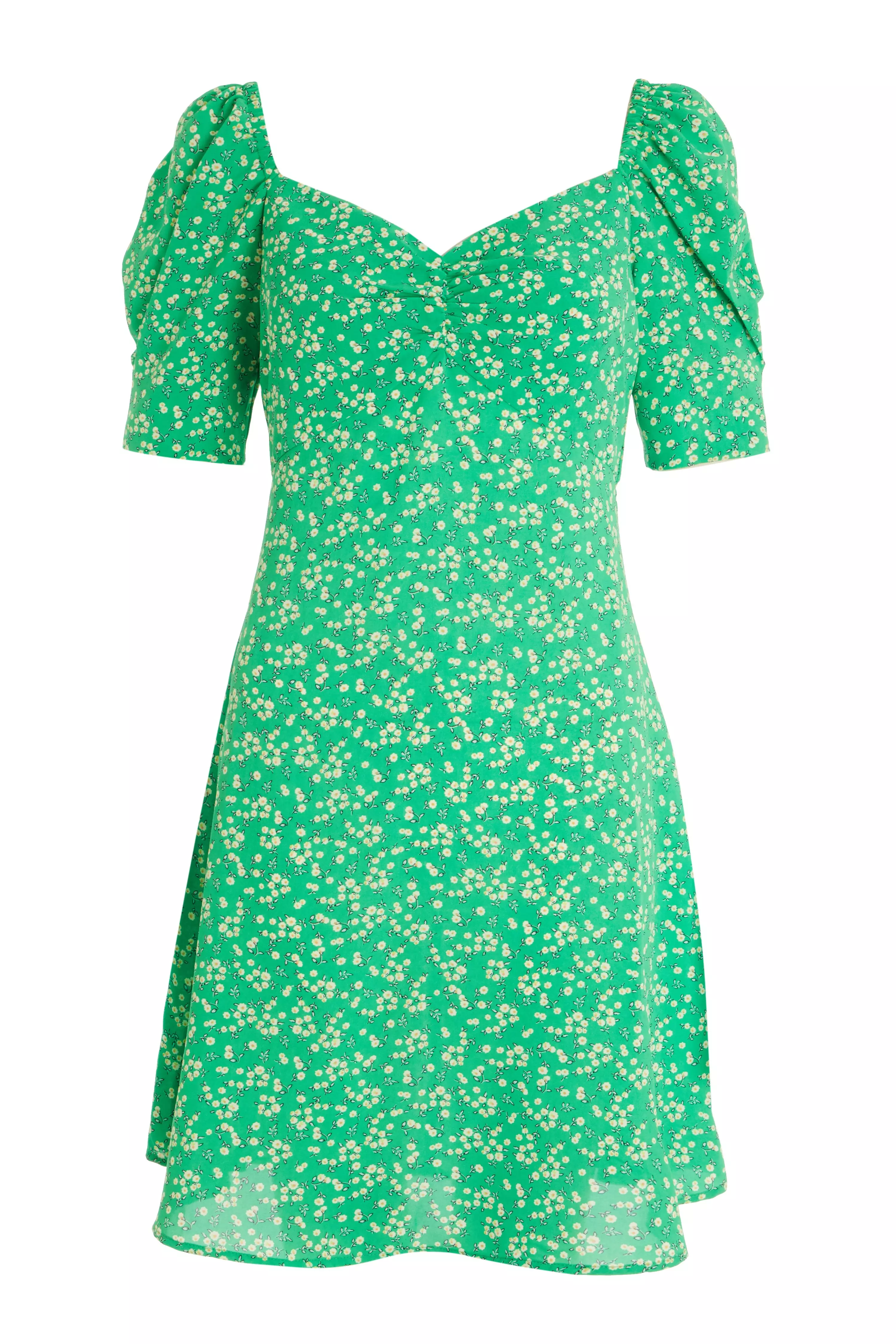 Green Floral Skater Dress - QUIZ Clothing