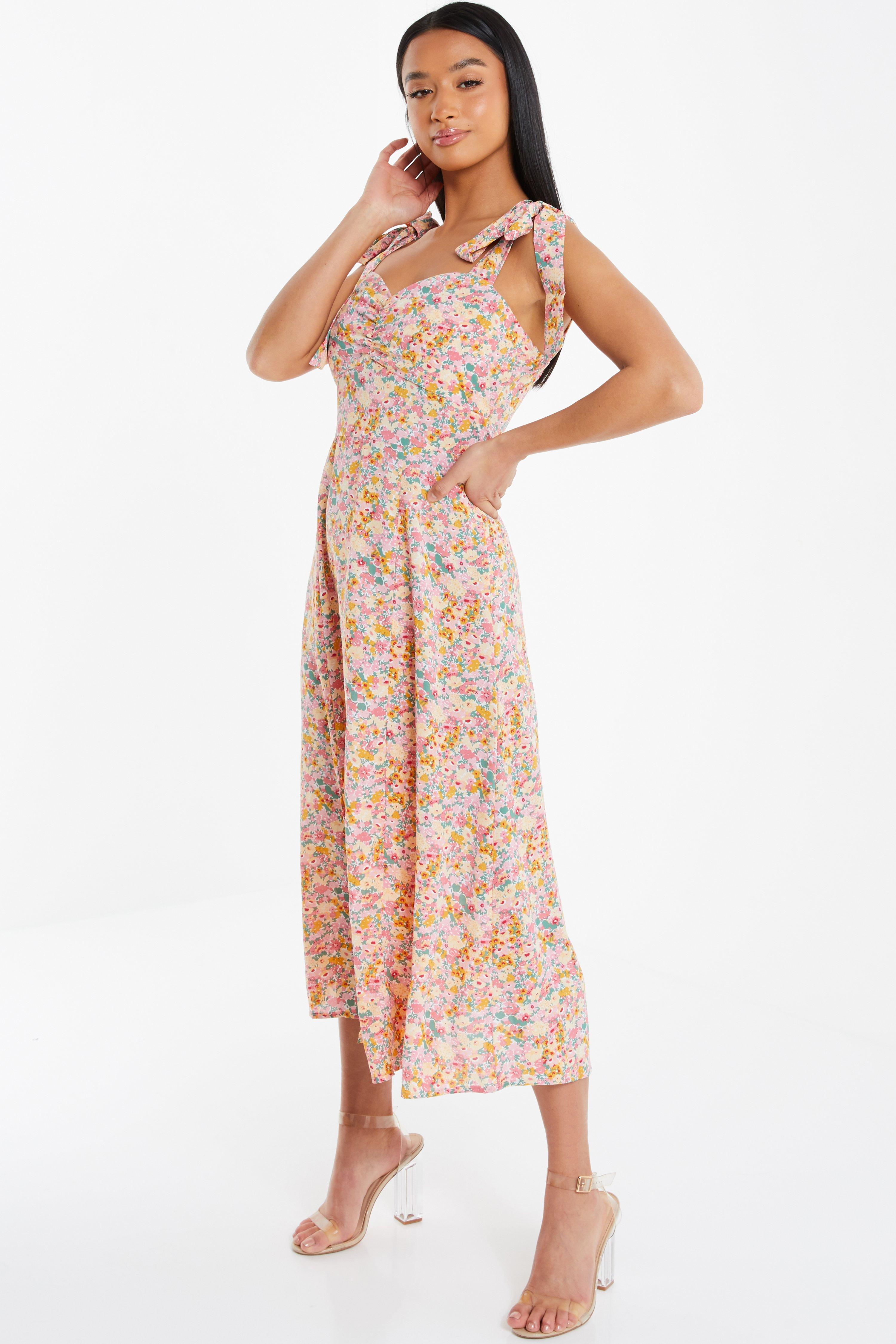 Pink Floral Midi Dress