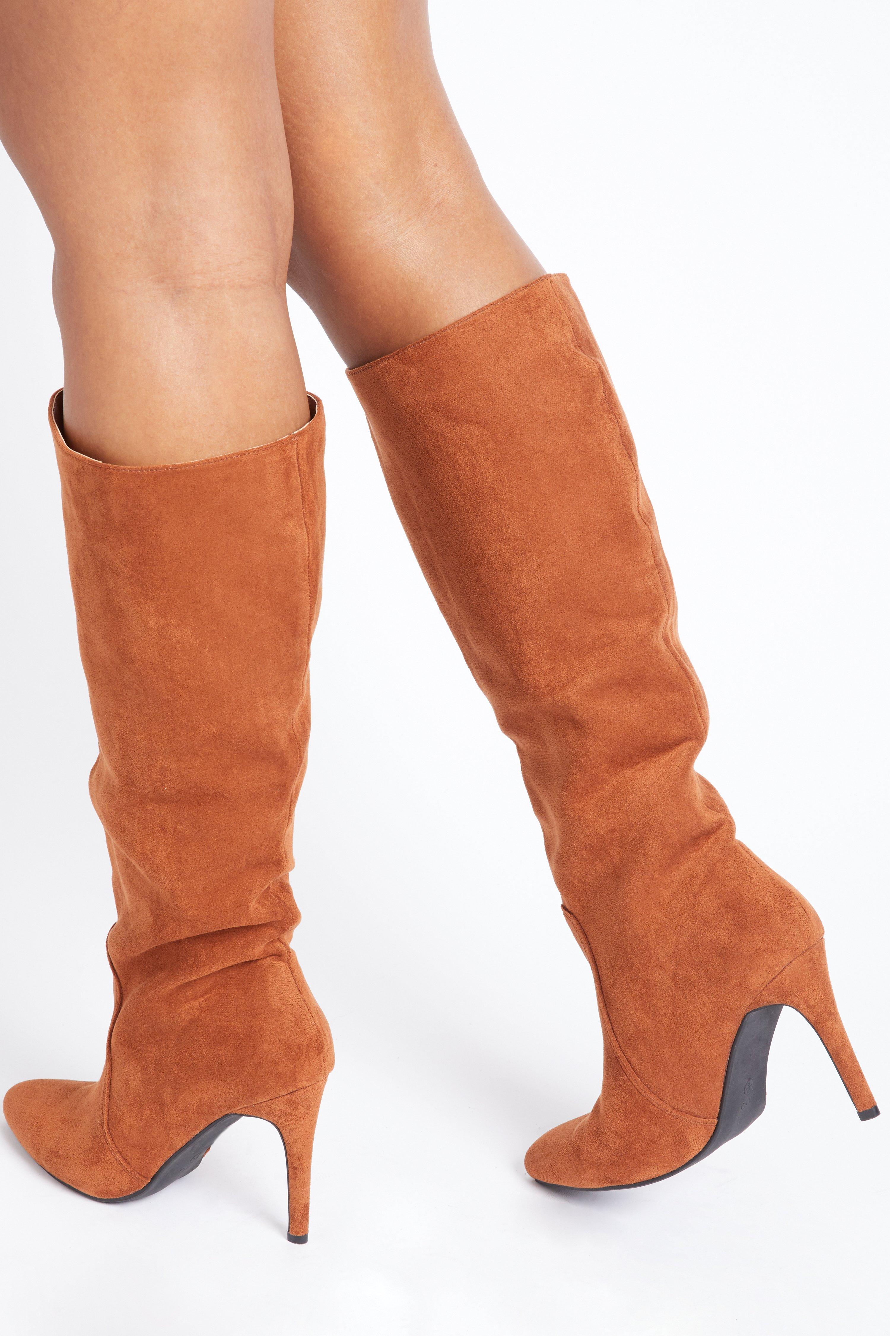 Tan suede heeled clearance boots