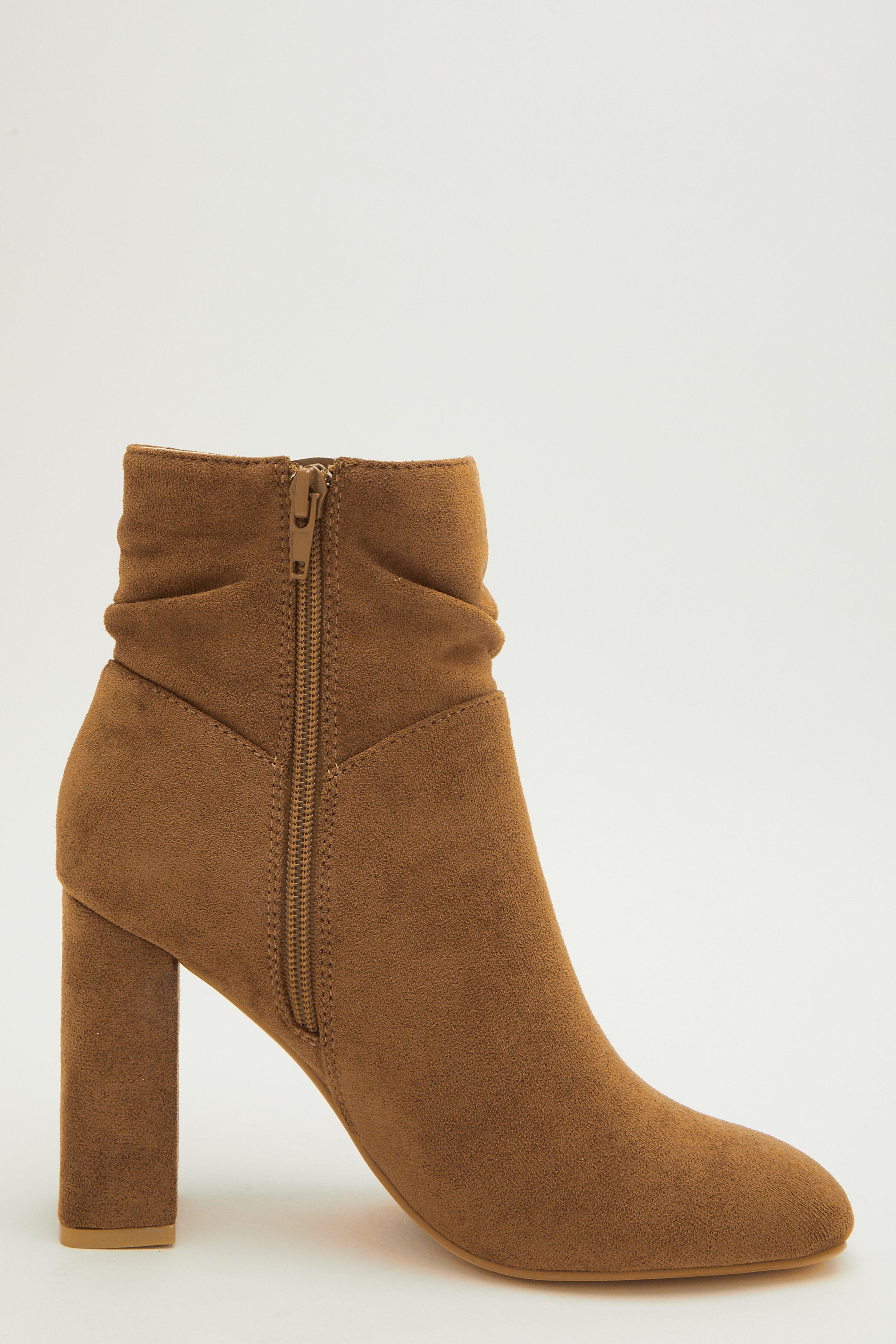 Tan ruched hotsell ankle boots