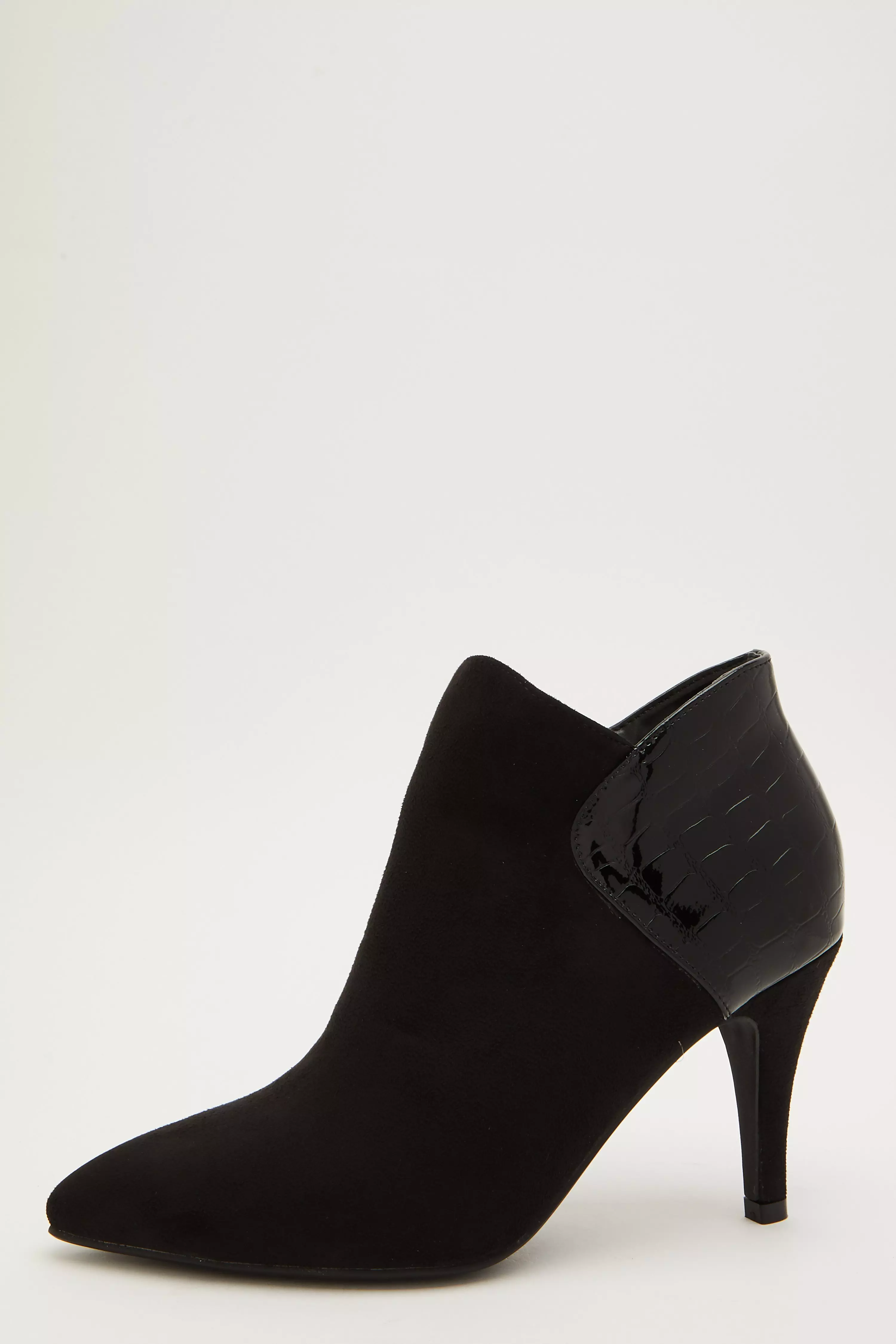 Black Faux Suede Heeled boot - QUIZ Clothing
